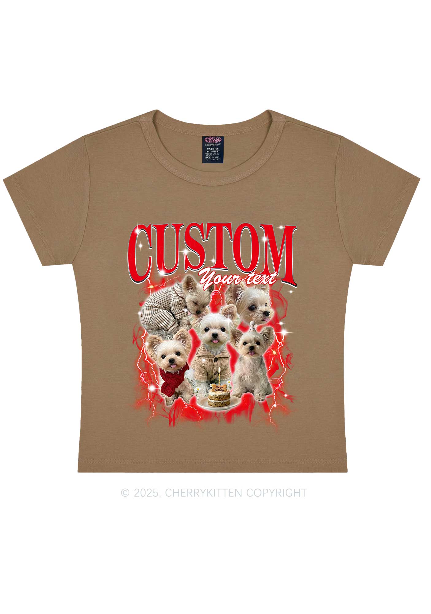 Custom Sparkle Dog Photo Y2K Baby Tee Cherrykitten - Image 10