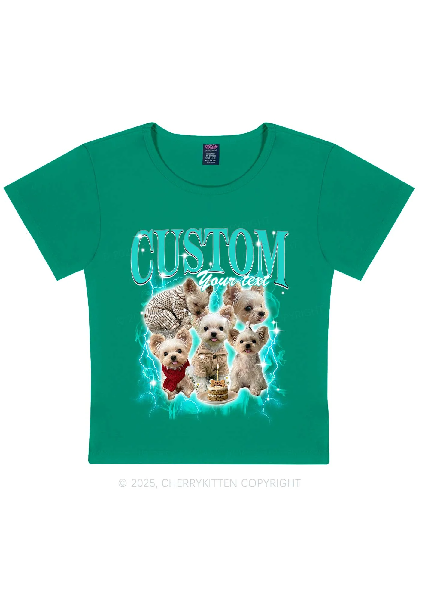 Custom Sparkle Dog Photo Y2K Baby Tee Cherrykitten - Image 11