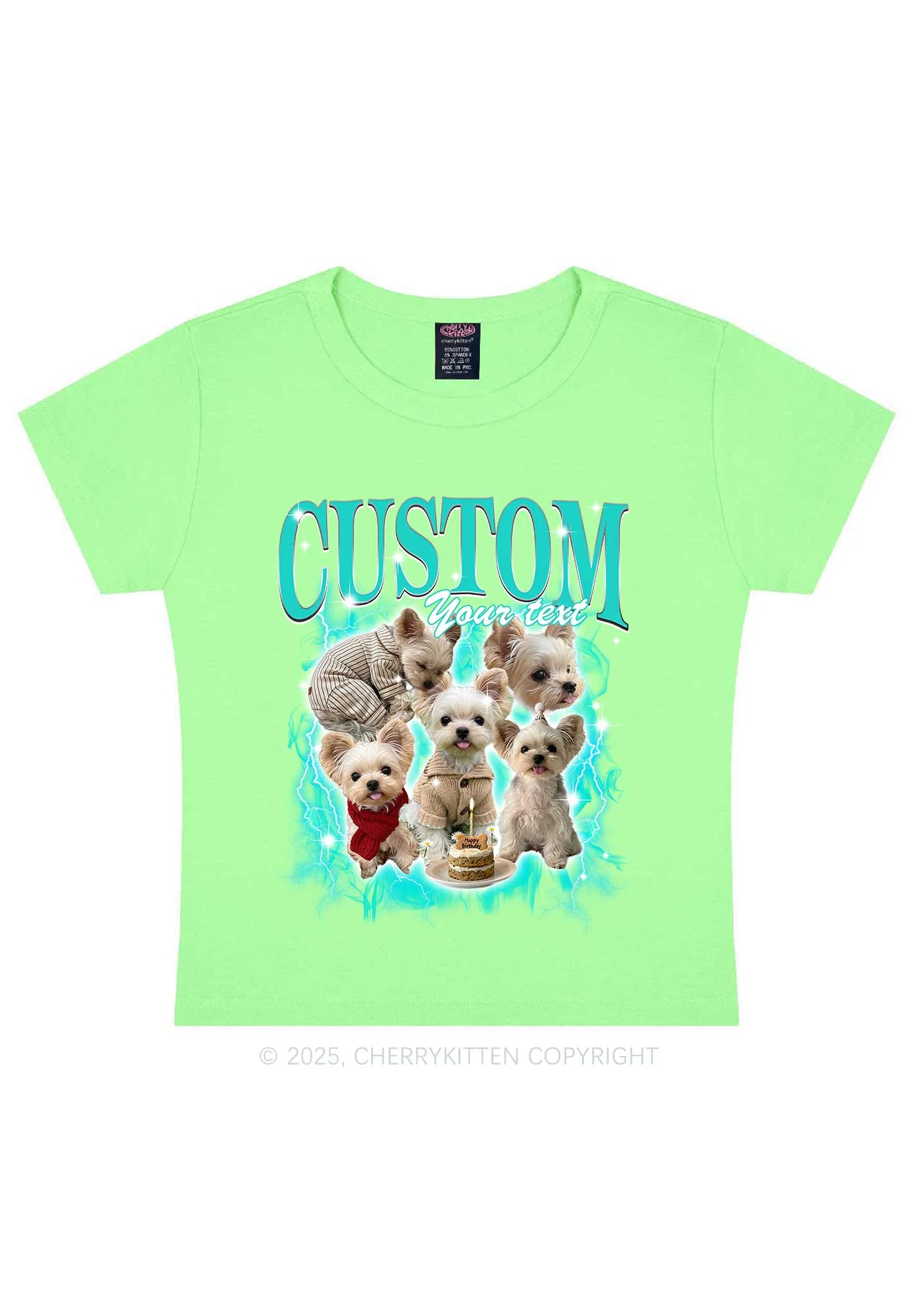 Custom Sparkle Dog Photo Y2K Baby Tee Cherrykitten - Image 12