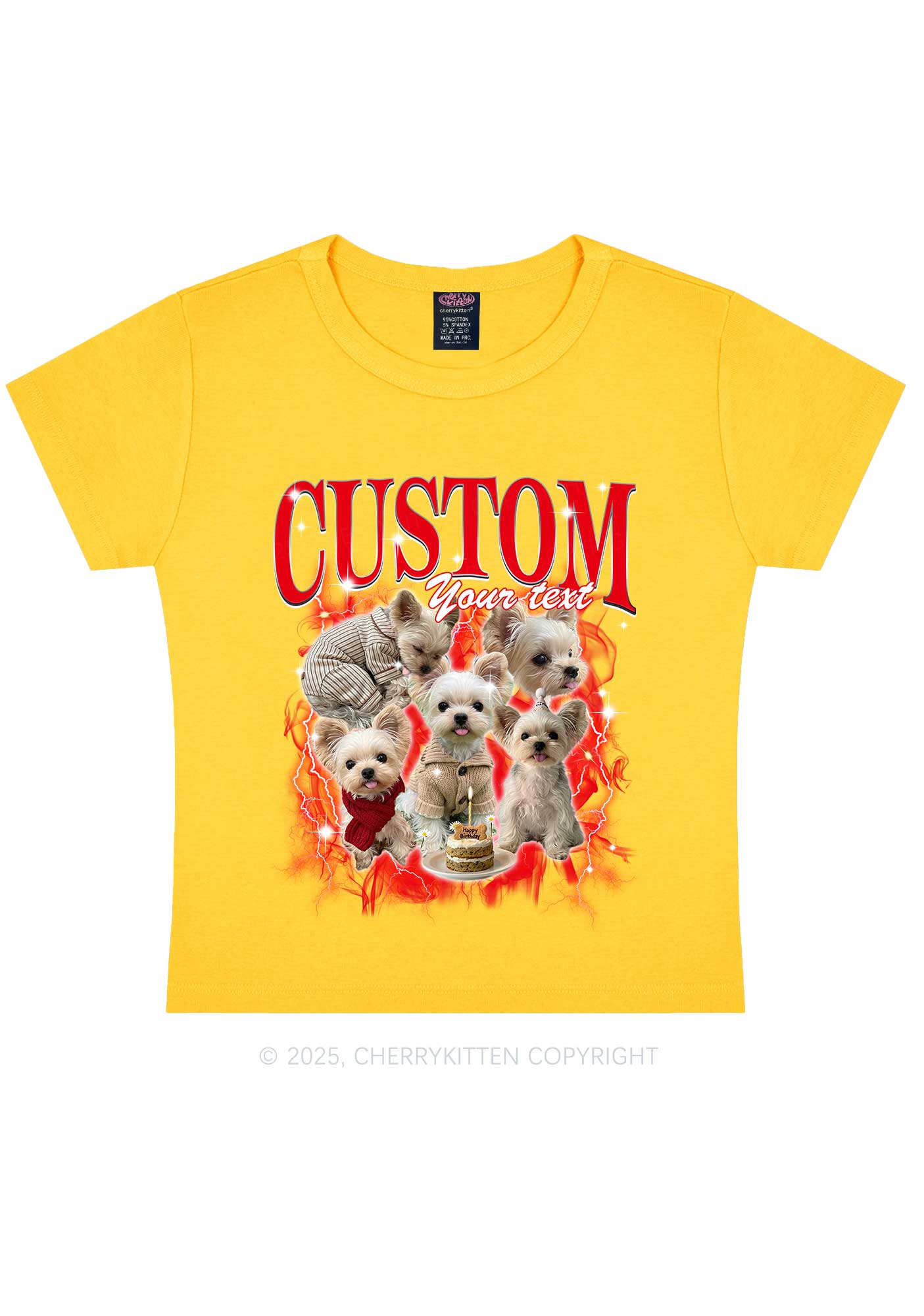 Custom Sparkle Dog Photo Y2K Baby Tee Cherrykitten - Image 4
