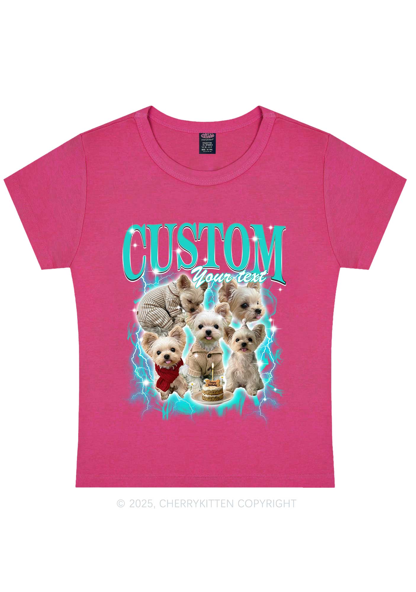 Custom Sparkle Dog Photo Y2K Baby Tee Cherrykitten - Image 7