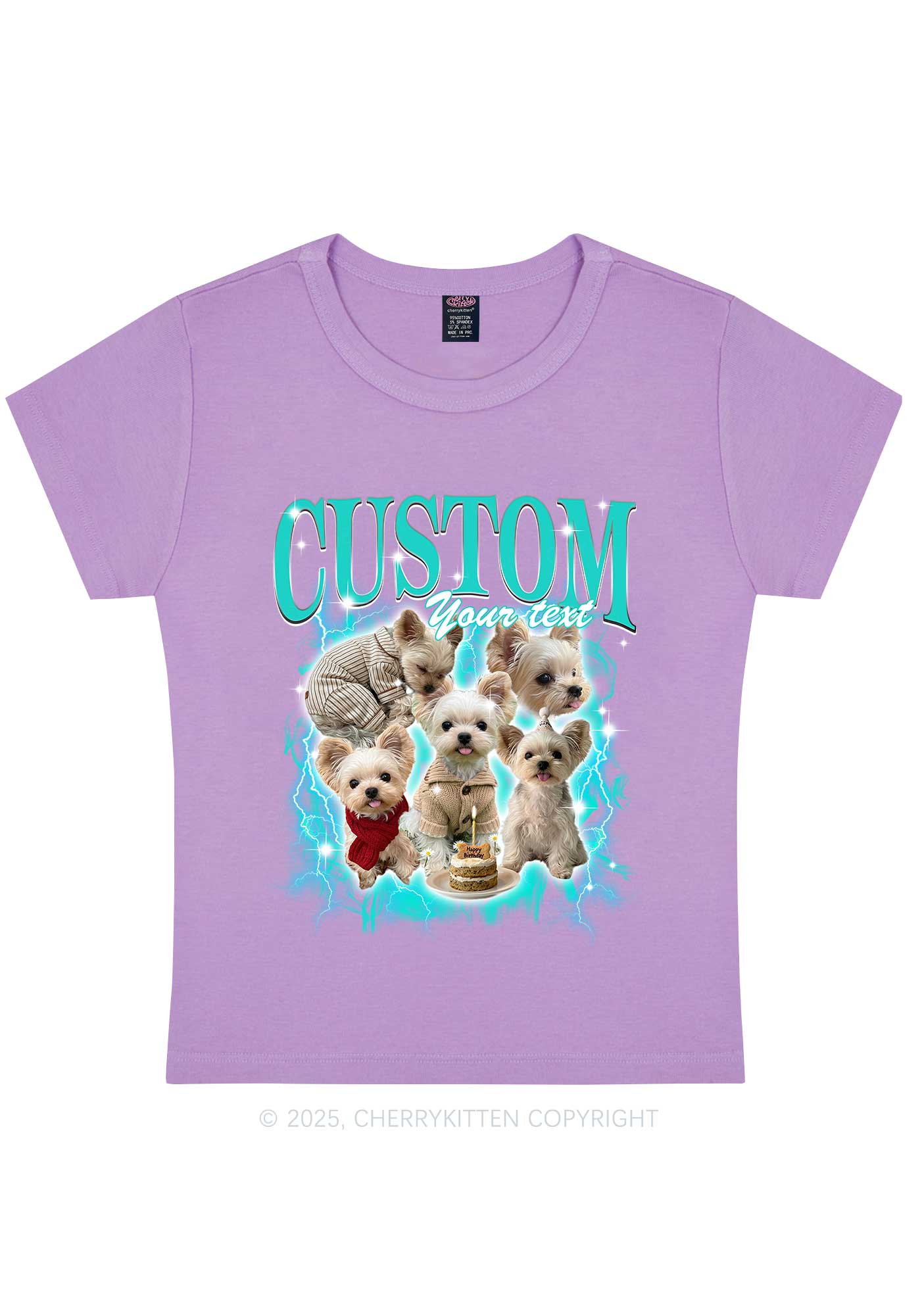 Custom Sparkle Dog Photo Y2K Baby Tee Cherrykitten - Image 8