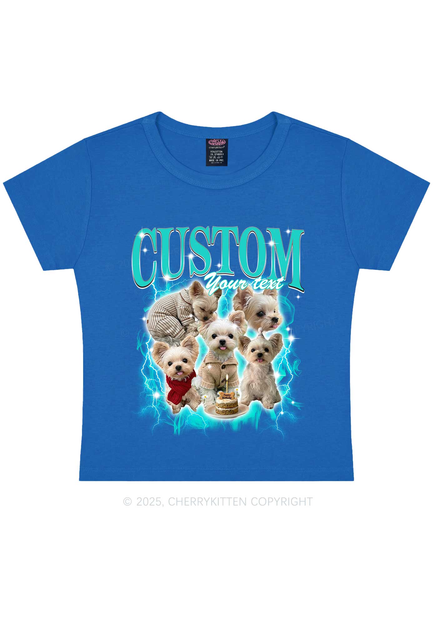 Custom Sparkle Dog Photo Y2K Baby Tee Cherrykitten - Image 9