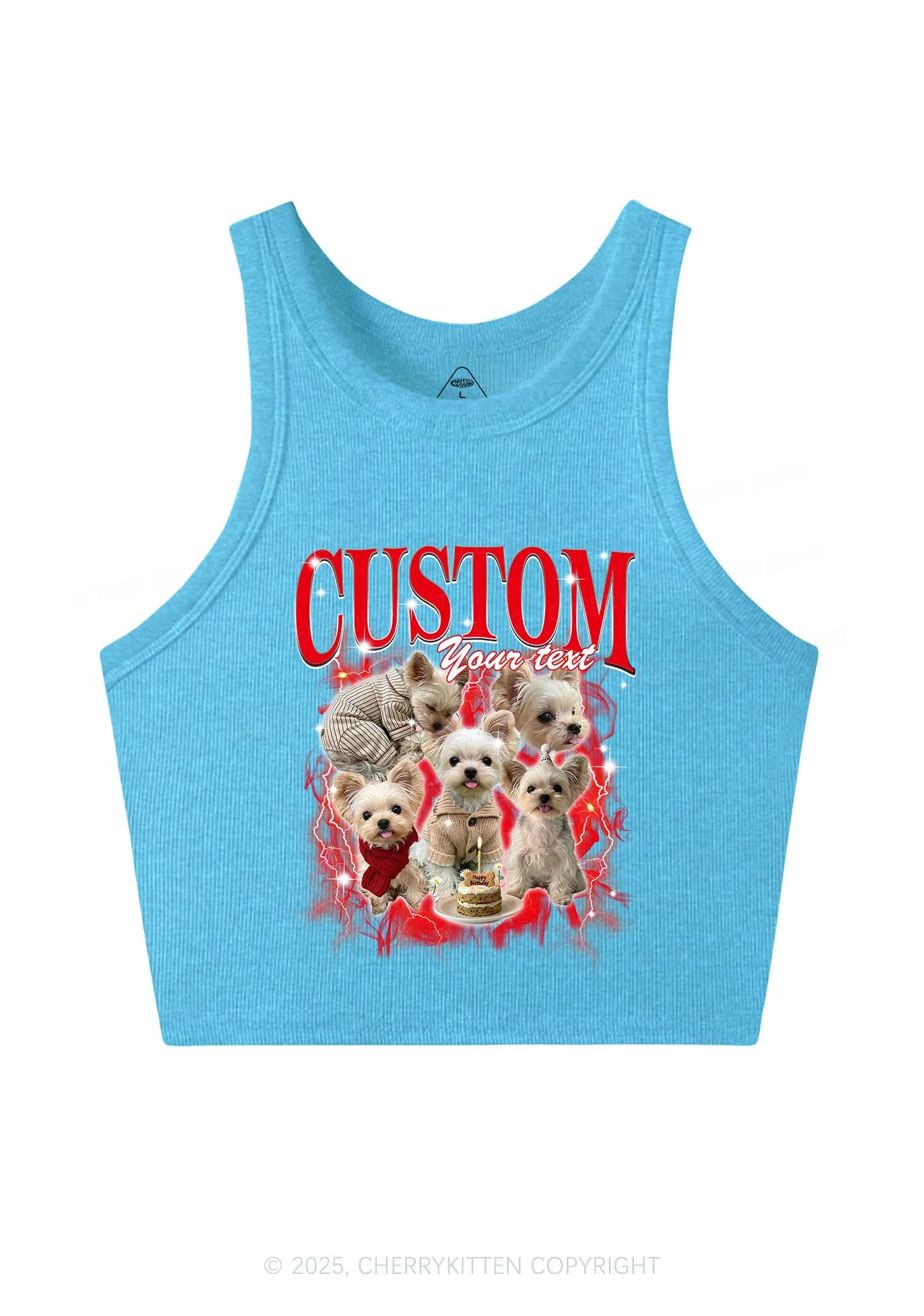 Custom Sparkle Dog Photo Y2K Crop Tank Top Cherrykitten - Image 6