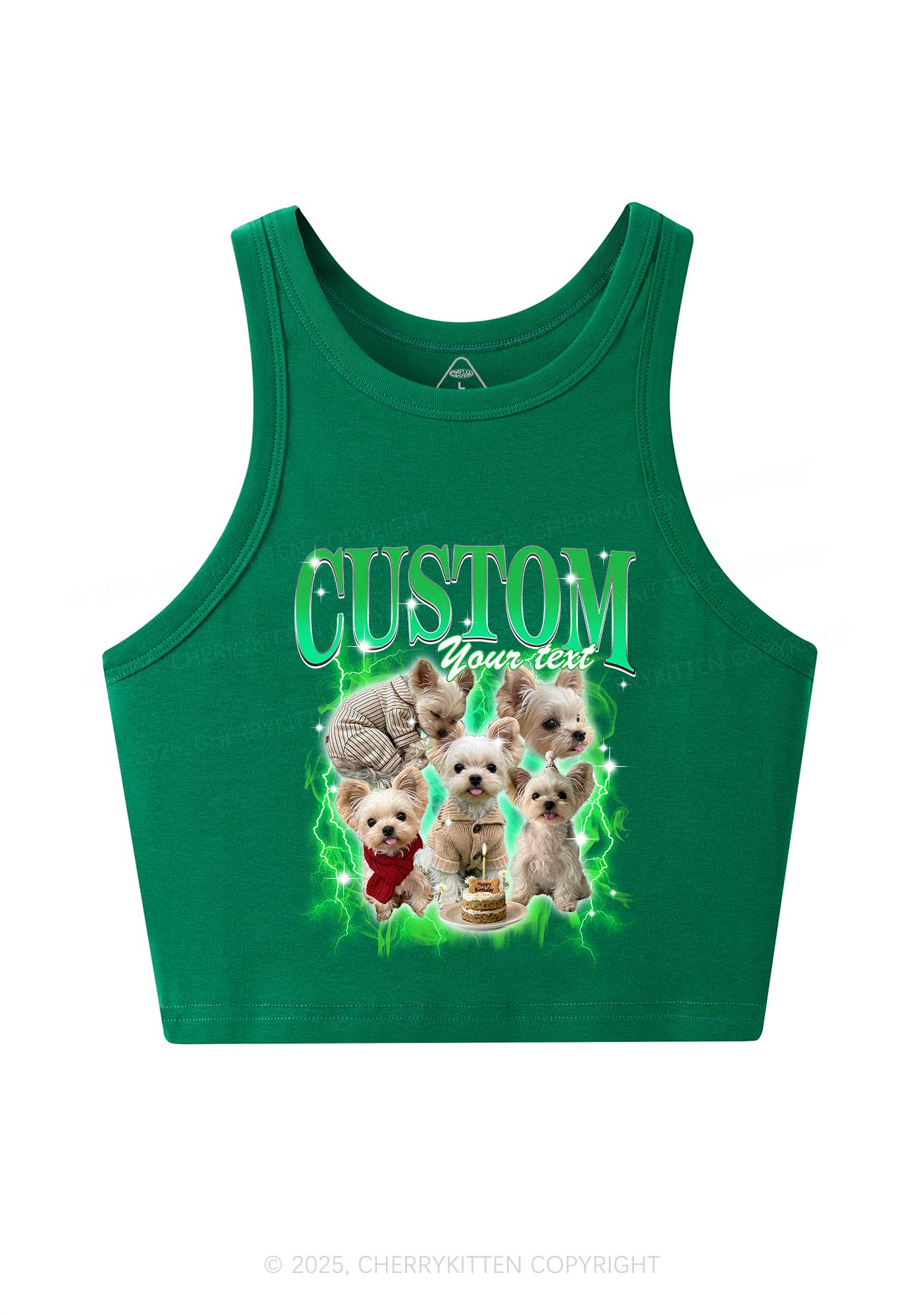 Custom Sparkle Dog Photo Y2K Crop Tank Top Cherrykitten - Image 7