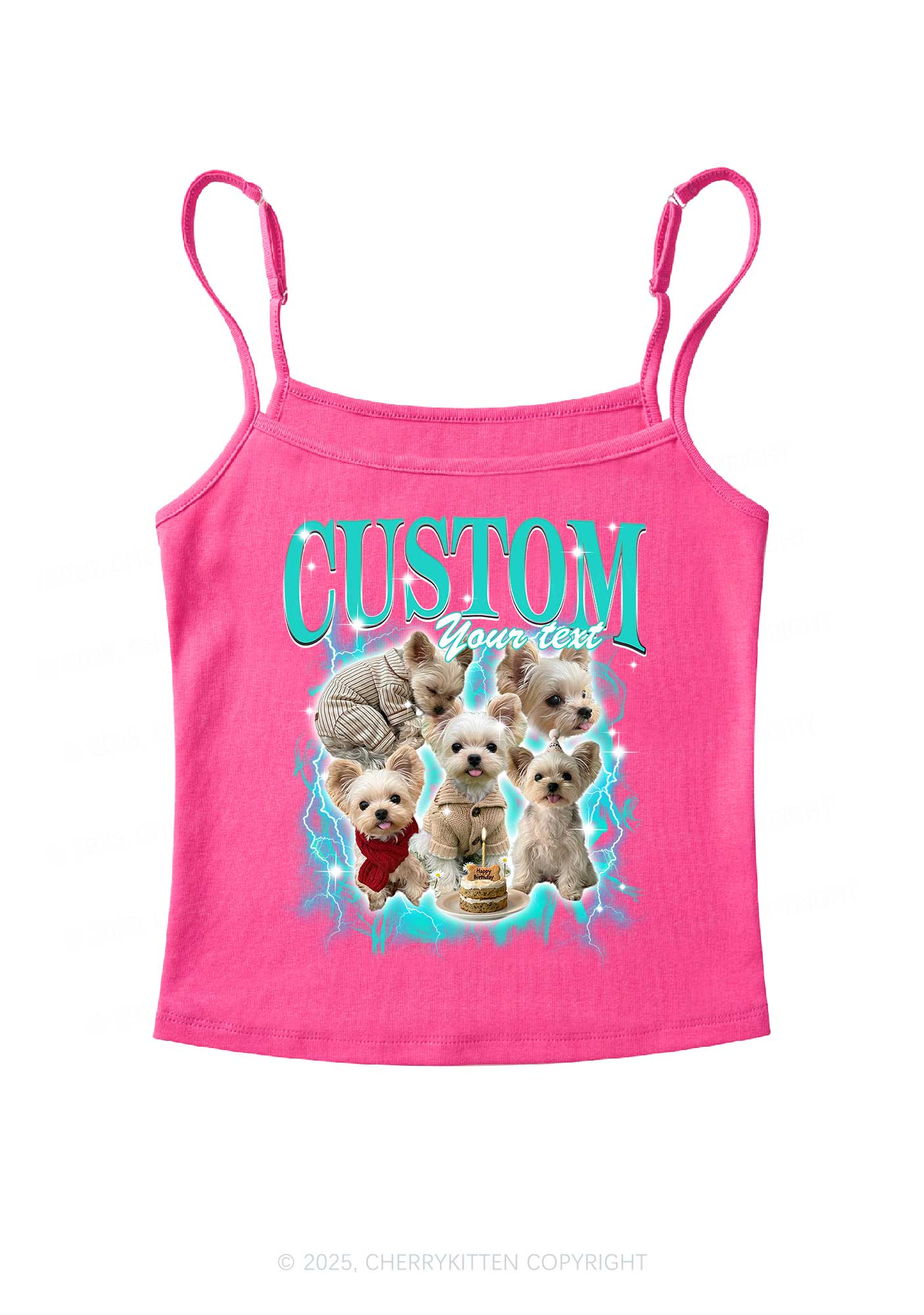 Custom Sparkle Dog Photo Y2K Spaghetti Strap Cami Cherrykitten - Image 5