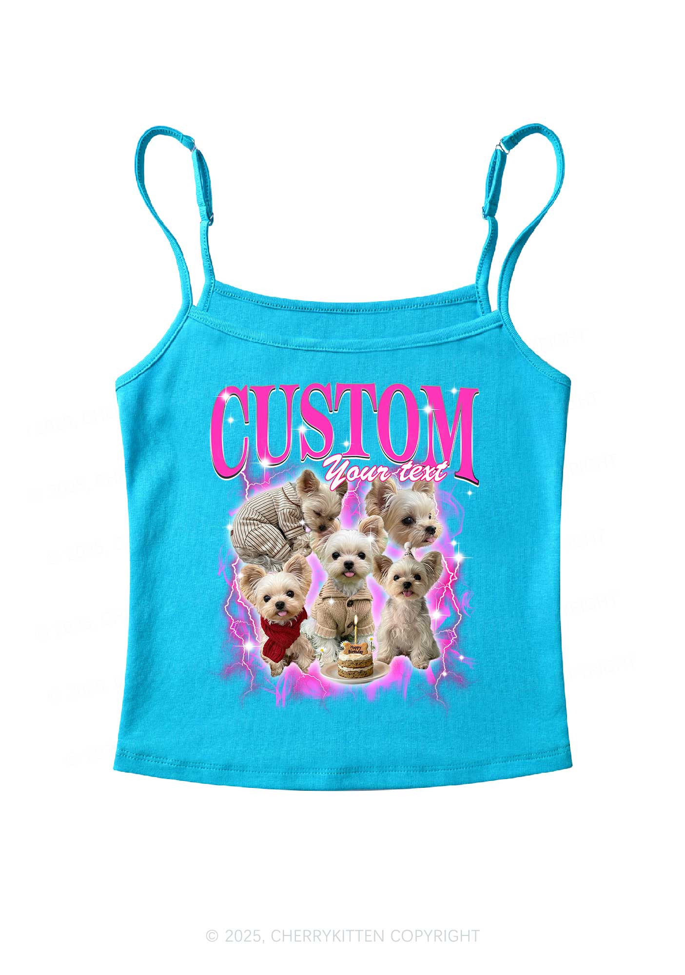 Custom Sparkle Dog Photo Y2K Spaghetti Strap Cami Cherrykitten - Image 7