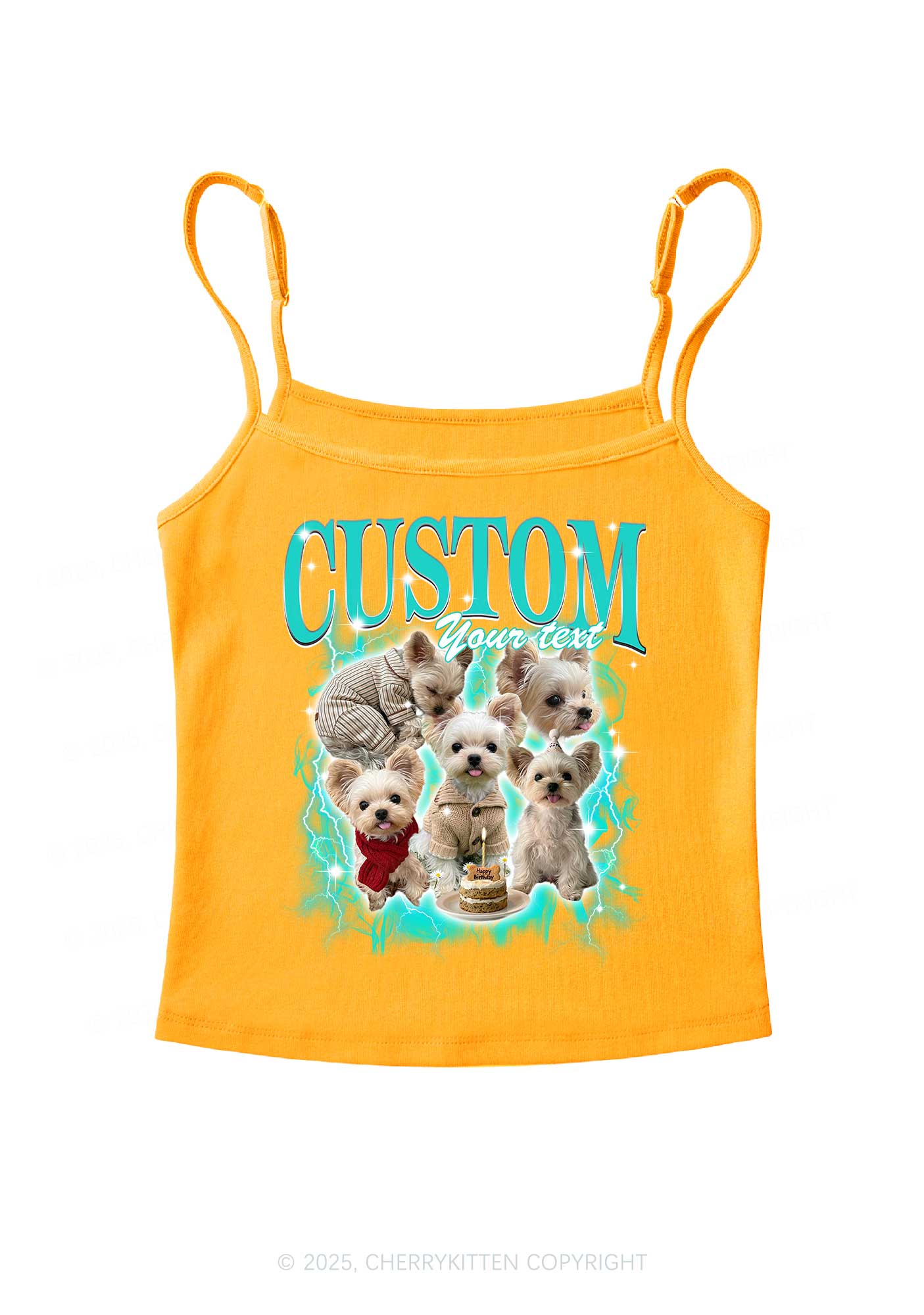 Custom Sparkle Dog Photo Y2K Spaghetti Strap Cami Cherrykitten - Image 8