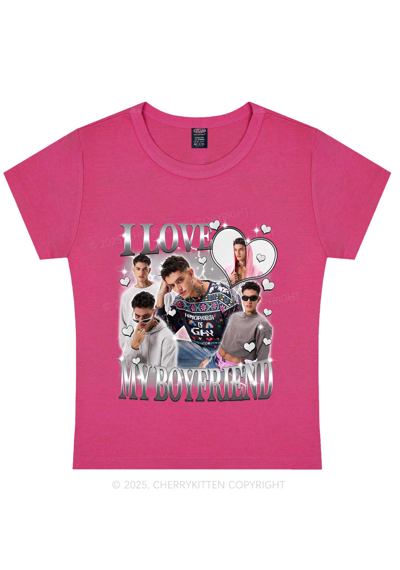 Custom Sparkly Heart I Love BF GF Y2K Baby Tee Cherrykitten - Image 6