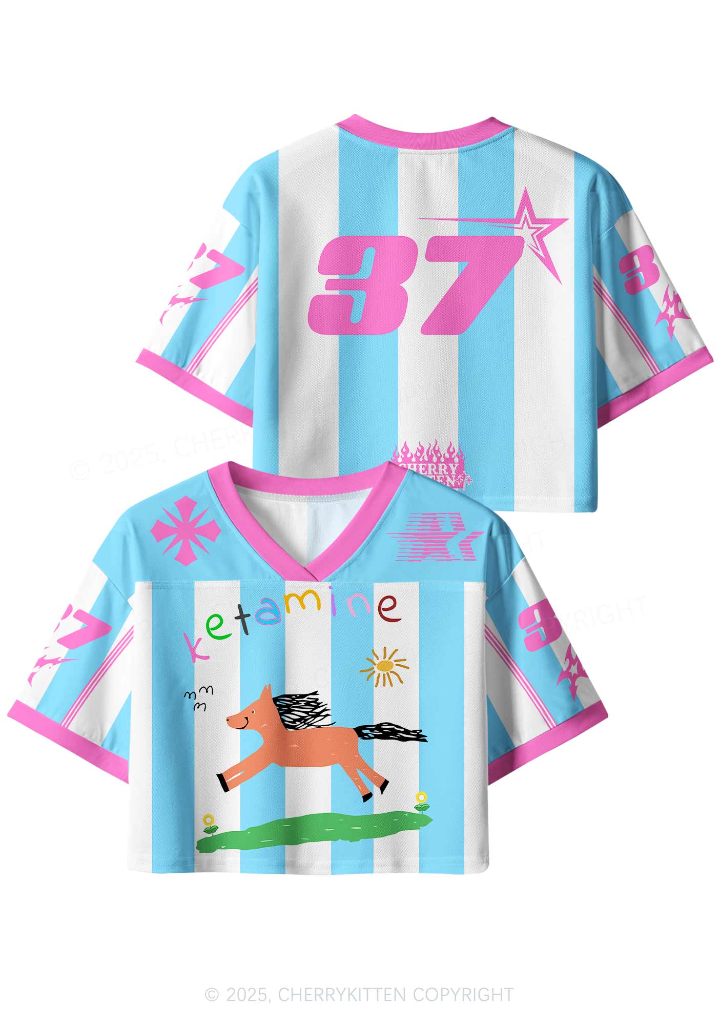 Custom Star Orange Pony Y2K Crop Sport Jersey Shirts Cherrykitten - Image 3