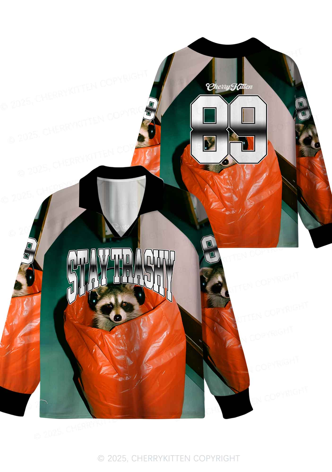 Custom Stay Trashy Y2K Sport Long Sleeve Jersey Shirts Cherrykitten - Image 3