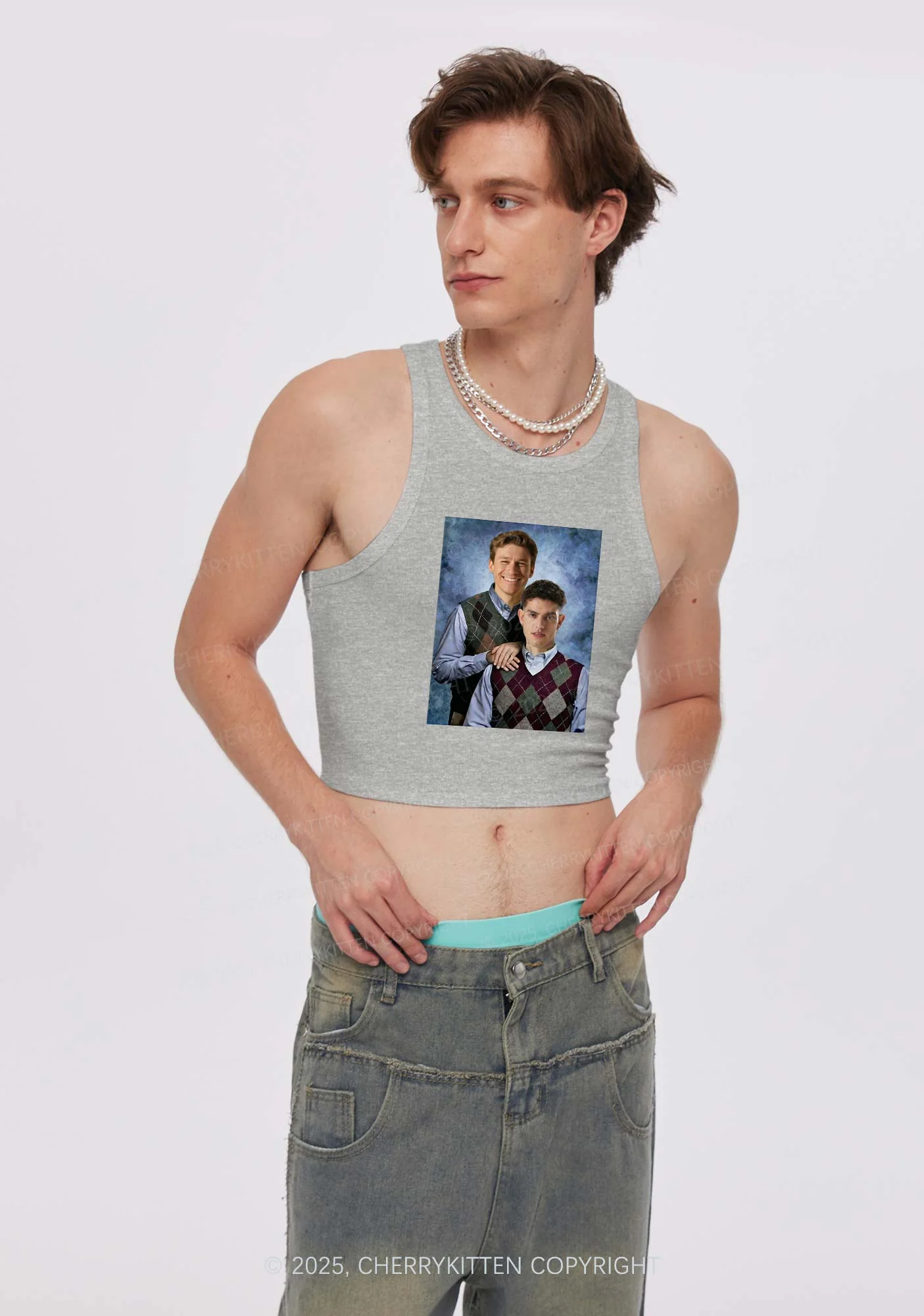 Custom Step Brothers Portrait Y2K Crop Tank Top Cherrykitten - Image 2