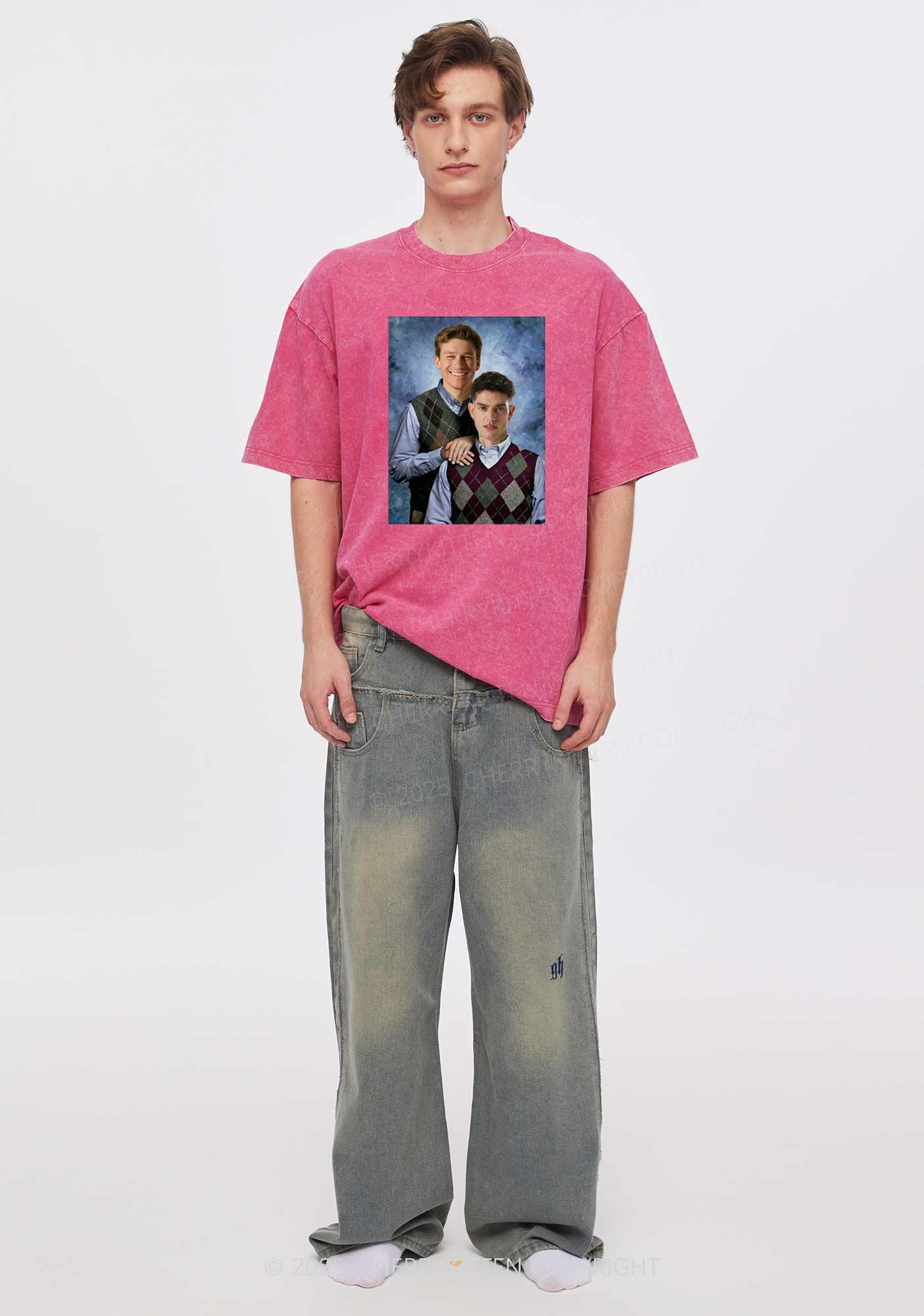 Custom Step Brothers Portrait Y2K Shirts Washed Tee Cherrykitten - Image 2