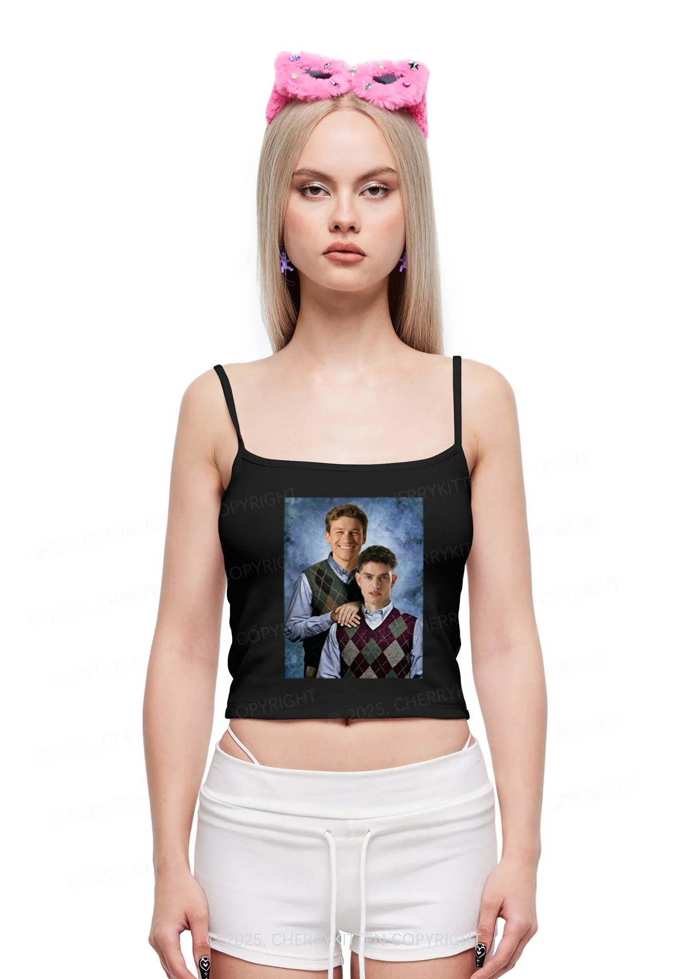 Custom Step Brothers Portrait Y2K Spaghetti Strap Cami Cherrykitten - Image 2