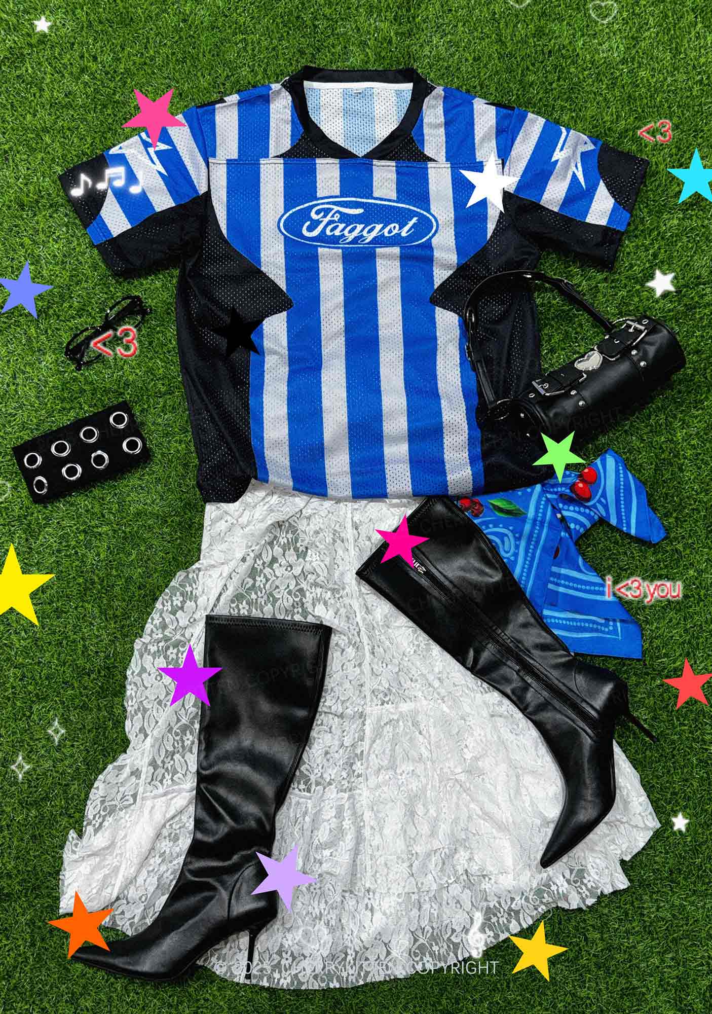 Custom Stripe Faggot Pride Y2K Sport Jersey Shirts Cherrykitten - Image 2