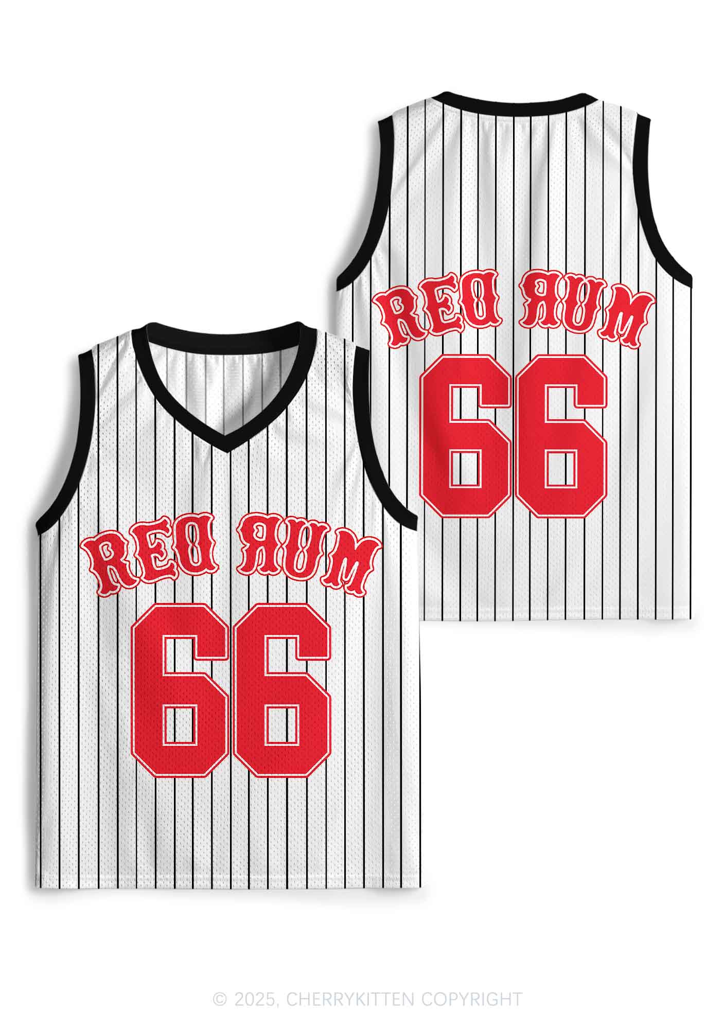Custom Striped Red Rum Y2K Sport Jersey Tank Cherrykitten - Image 3
