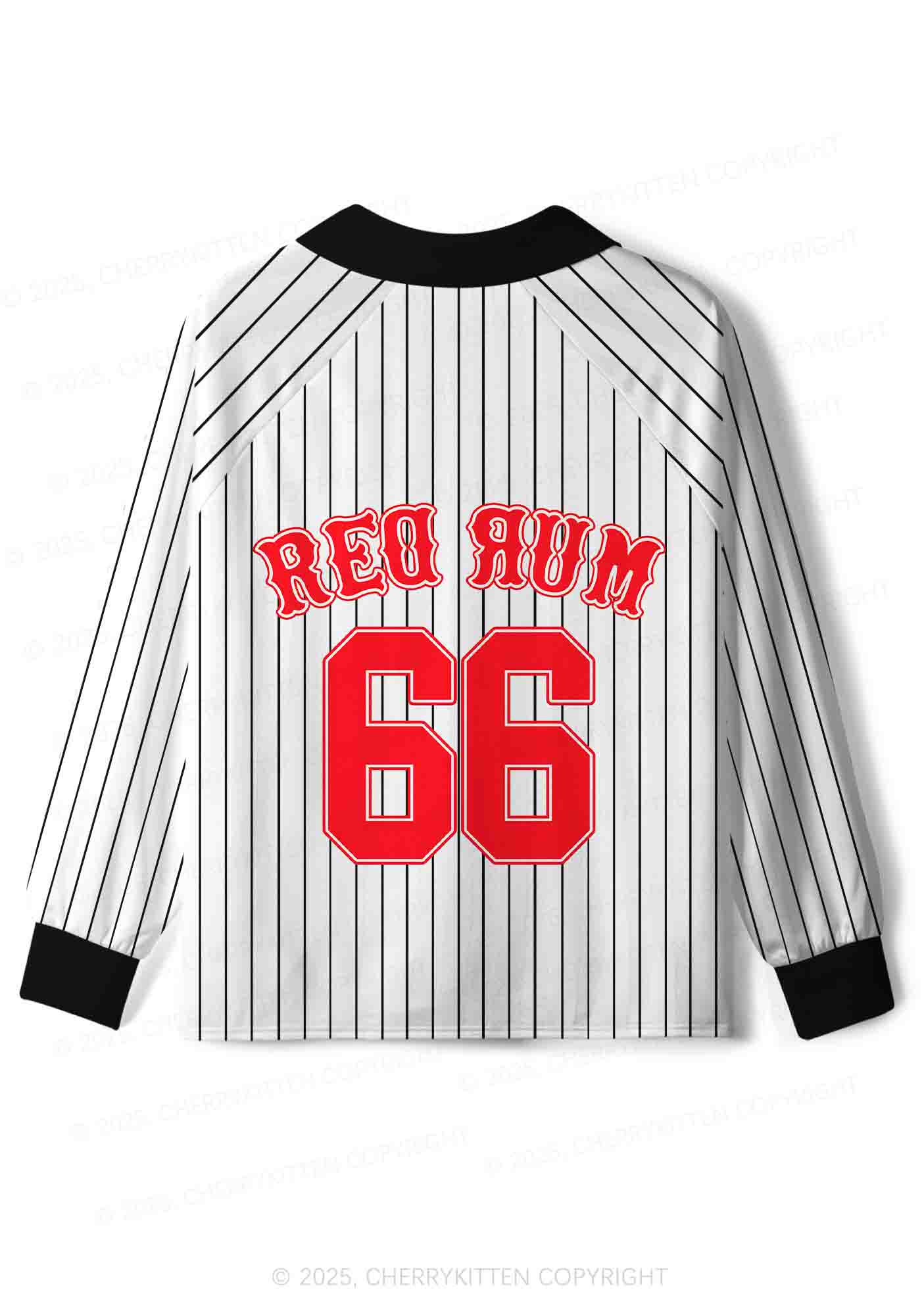 Custom Striped Red Rum Y2K Sport Long Sleeve Jersey Shirts Cherrykitten - Image 2