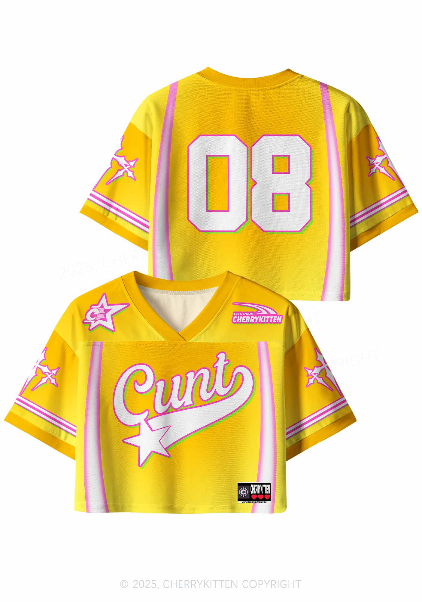 Custom Sunny?Yellow Cxxt Star Y2K Crop Sport Jersey Shirts Cherrykitten - Image 3