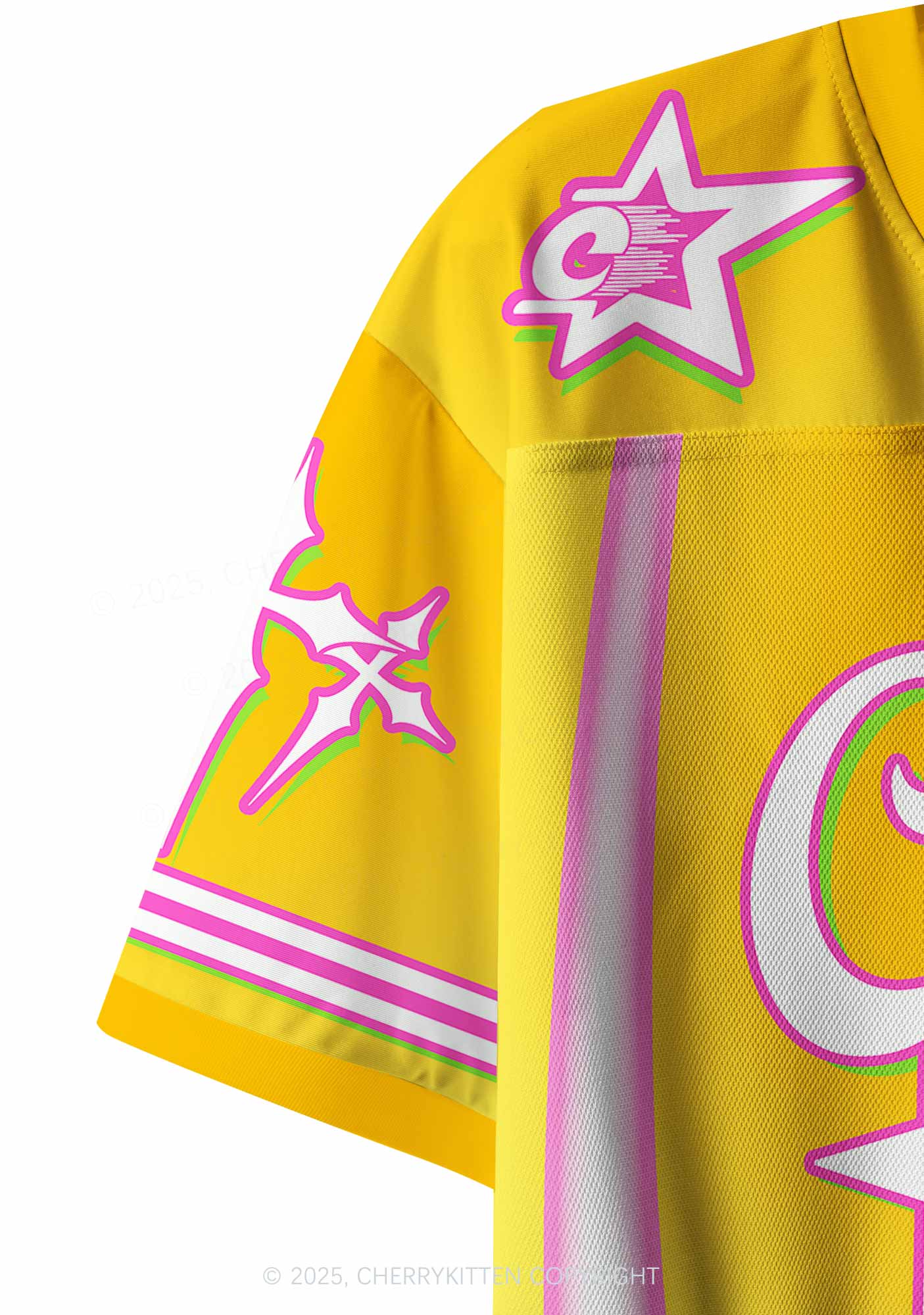 Custom Sunny?Yellow Cxxt Star Y2K Crop Sport Jersey Shirts Cherrykitten - Image 6