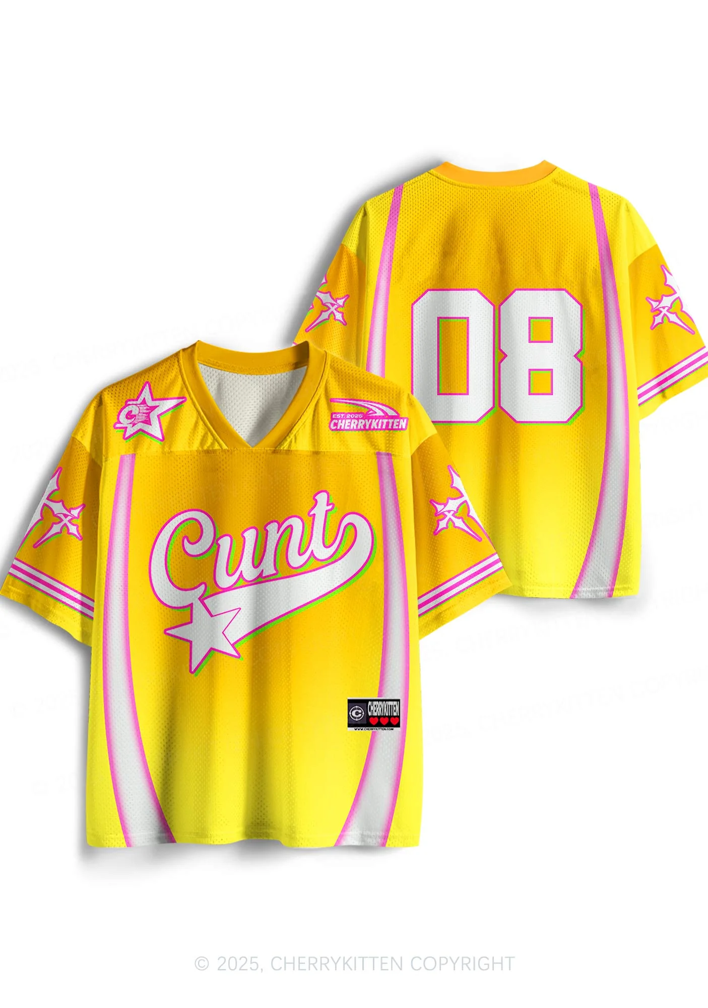 Custom Sunny Yellow Cxxt Star Y2K Sport Jersey Shirts Cherrykitten - Image 3