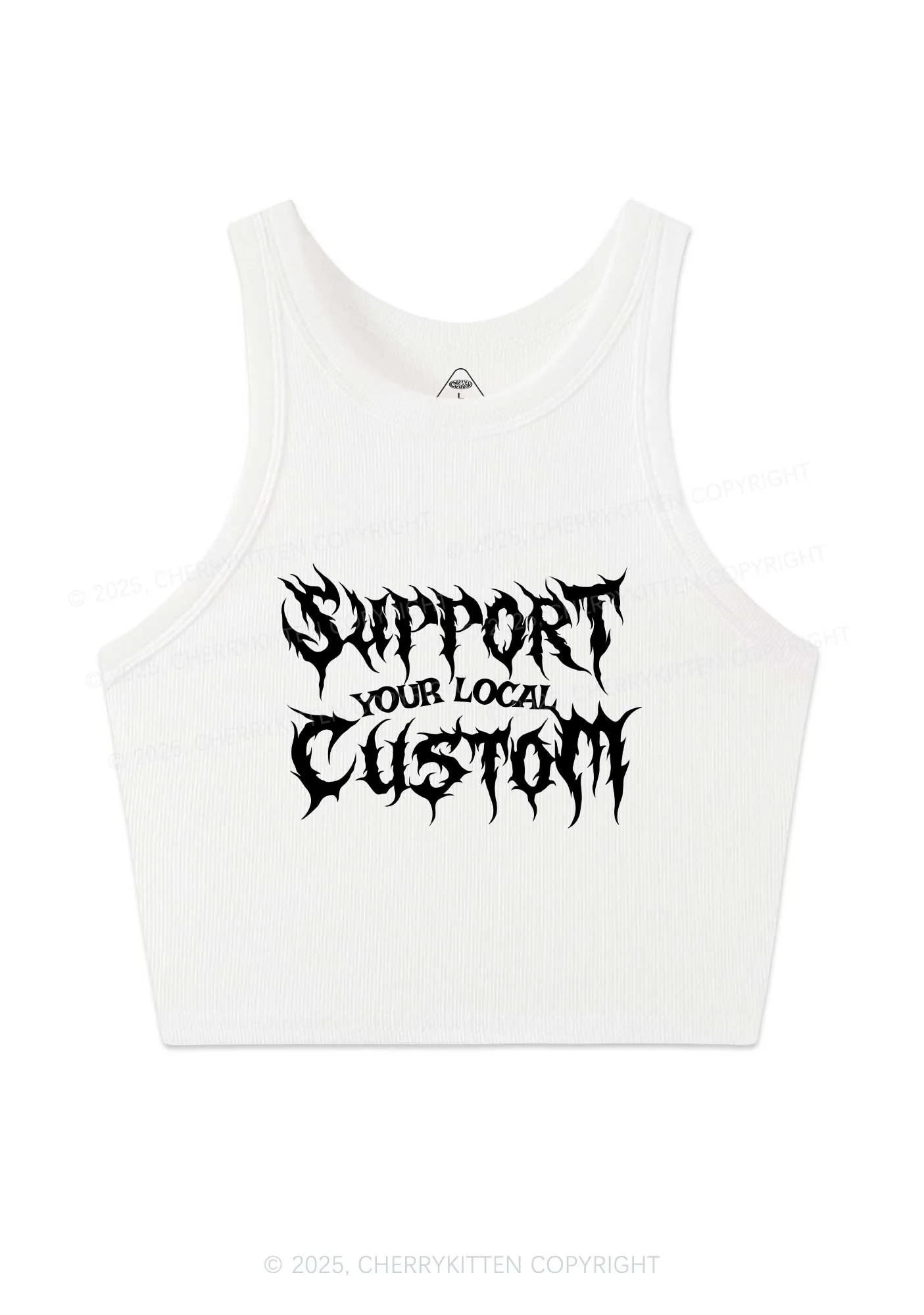 Custom Support Your Local Y2K Crop Tank Top Cherrykitten - Image 3
