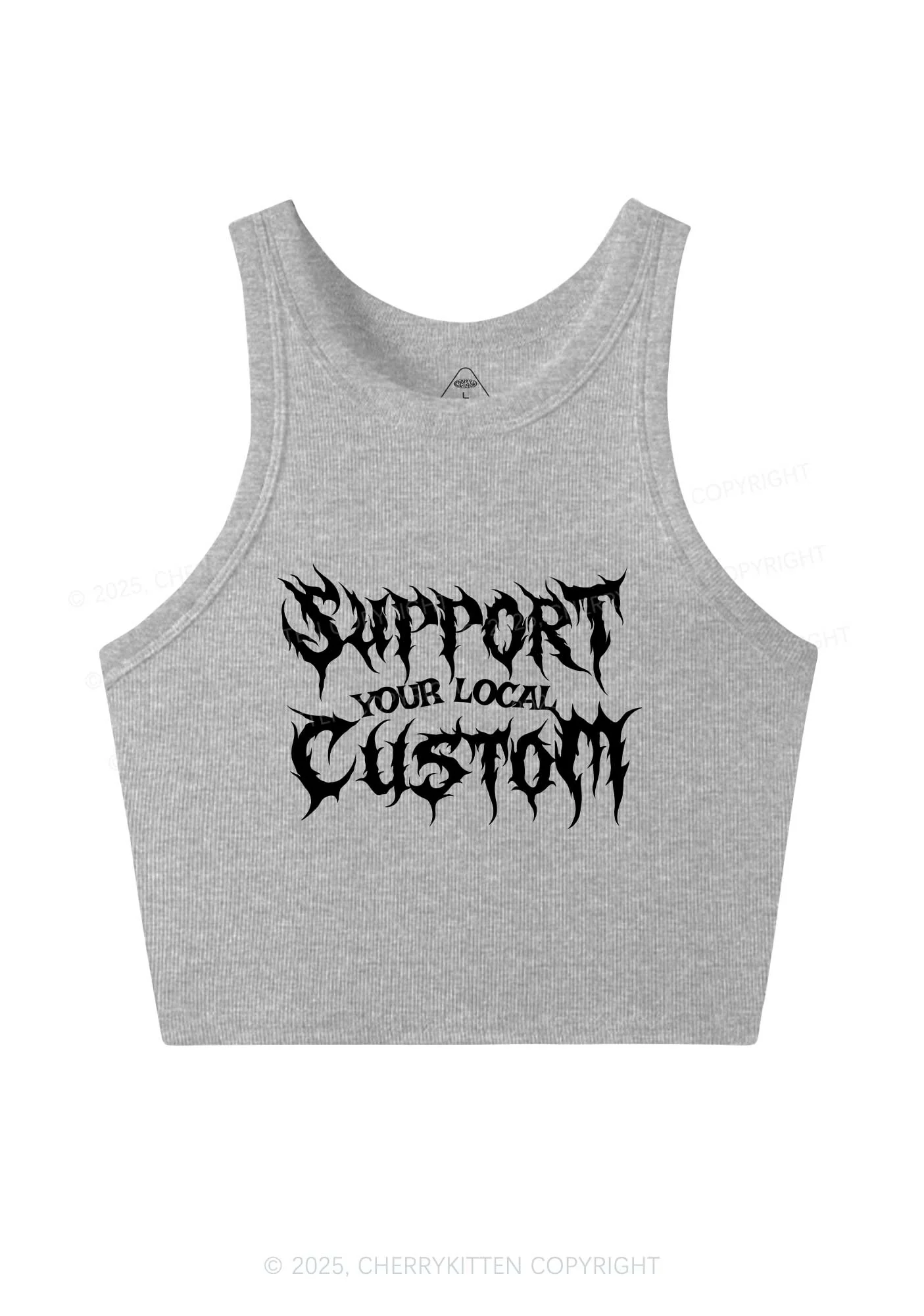 Custom Support Your Local Y2K Crop Tank Top Cherrykitten - Image 5