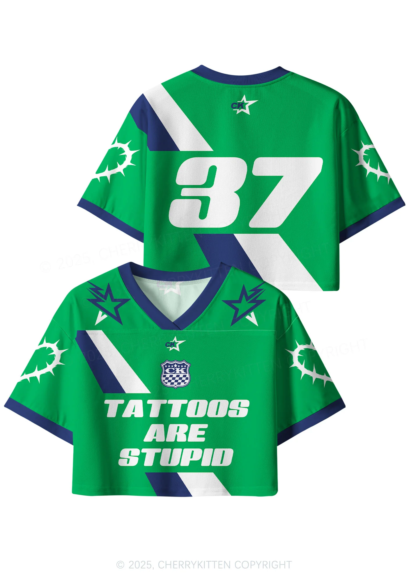 Custom Tattoos Are Stupid Y2K Crop Sport Jersey Shirts Cherrykitten - Image 3