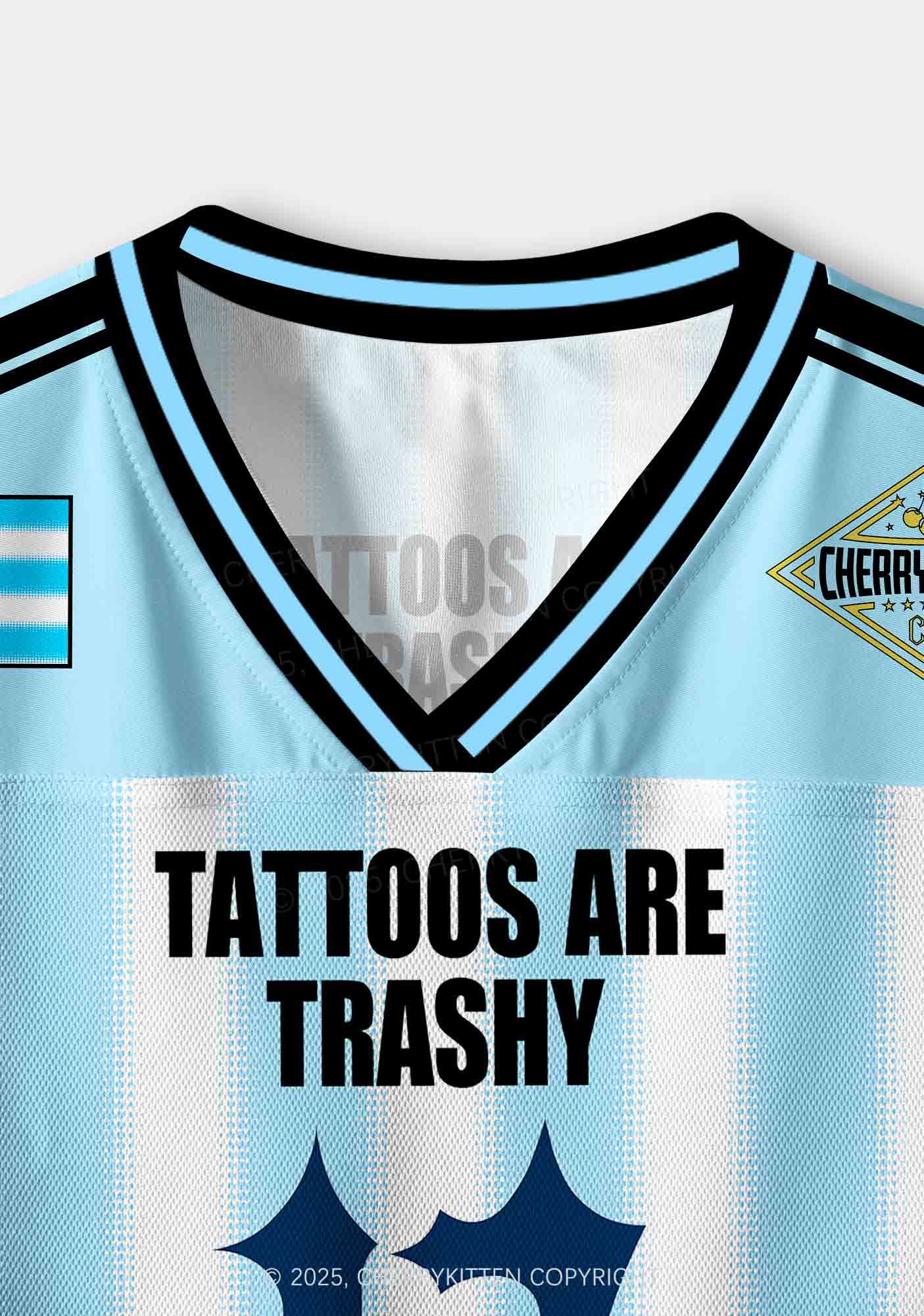 Custom Tattoos Are Trashy Y2K Crop Sport Jersey Shirts Cherrykitten - Image 3
