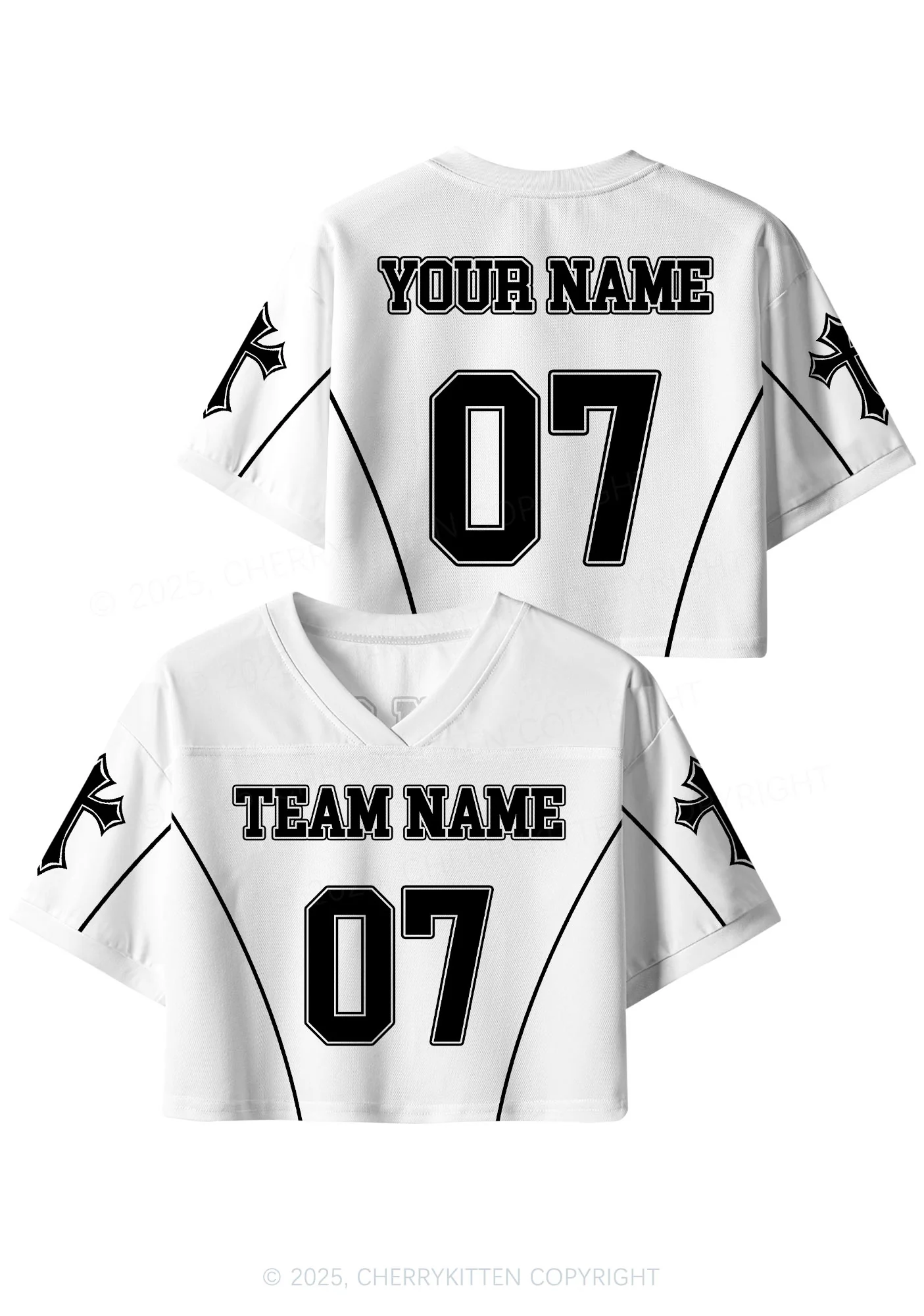 Custom Team Name Y2K Crop Sport Jersey Shirts Cherrykitten - Image 4