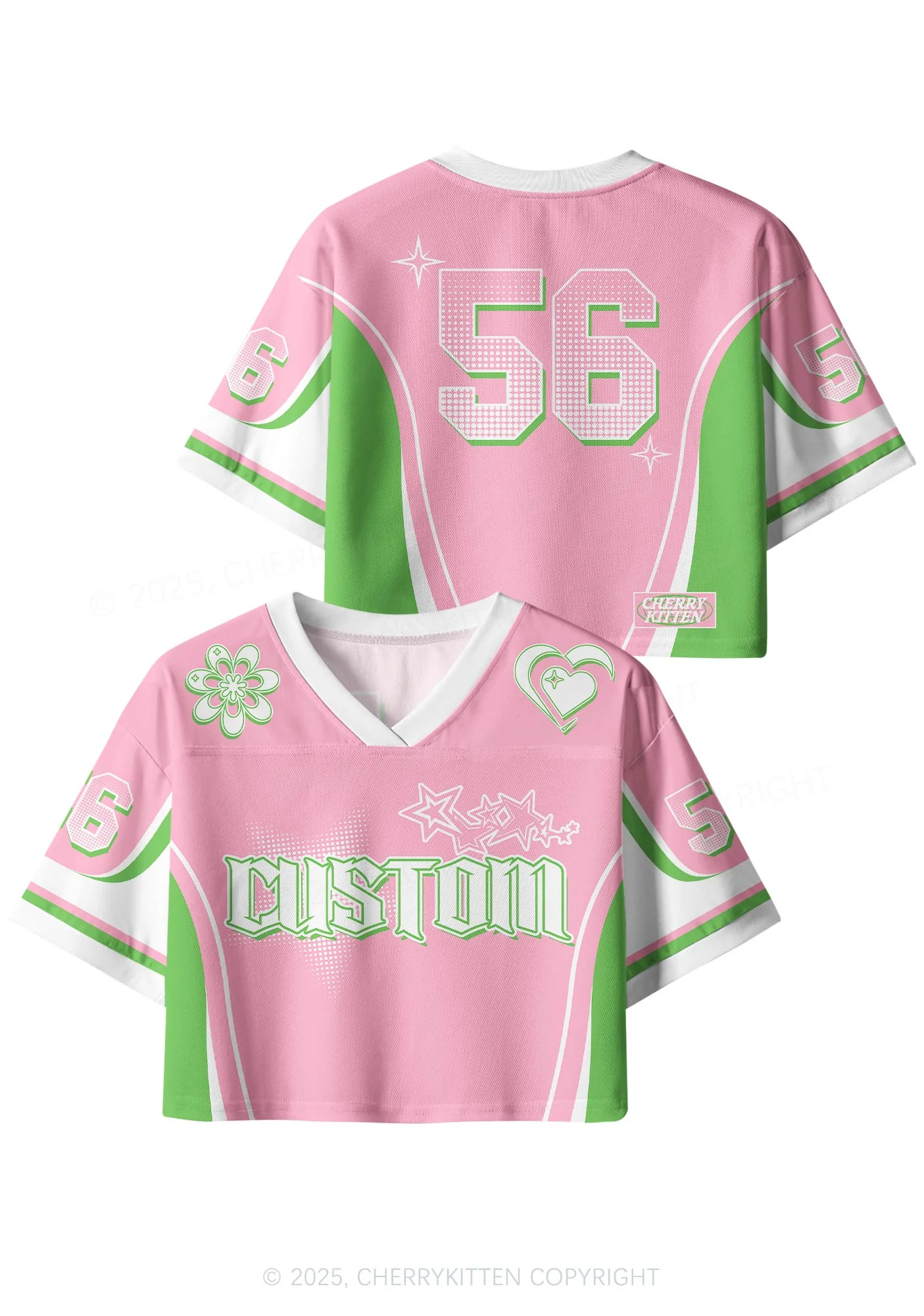 Custom?Team Pink Mint Heart Y2K Crop Sport Jersey Shirts Cherrykitten - Image 3