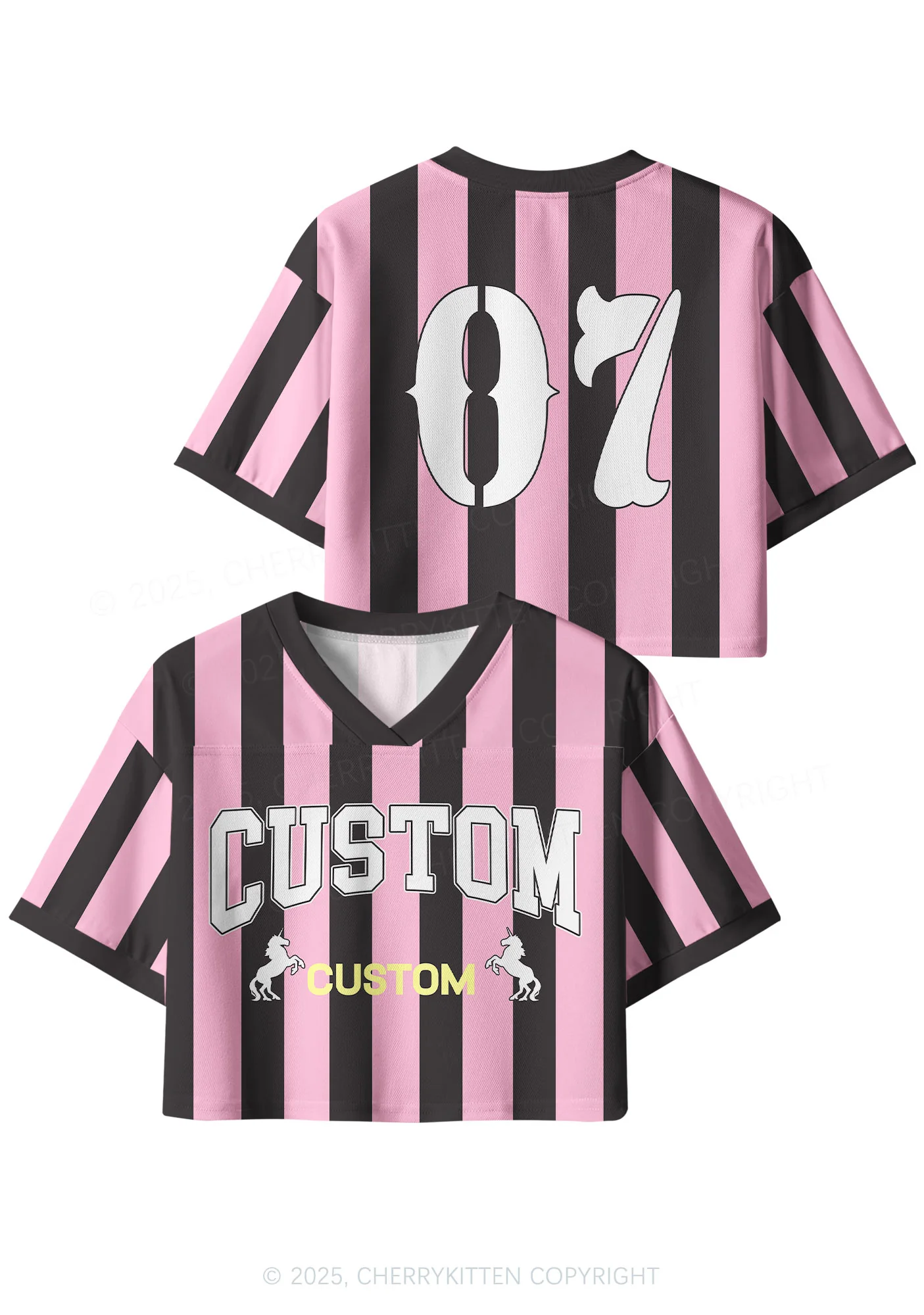 Custom Team Stripe Y2K Crop Sport Jersey Shirts Cherrykitten - Image 3