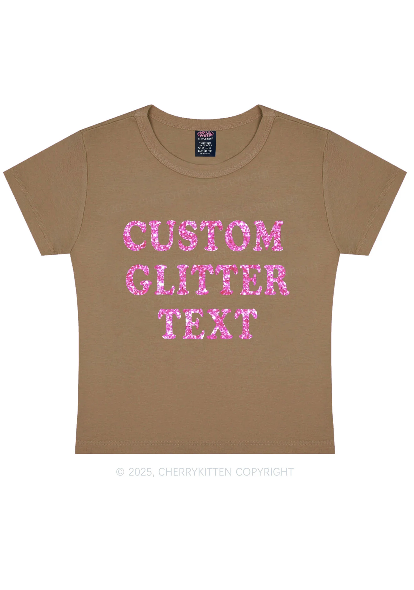 Custom Text Glitter Y2K Baby Tee Cherrykitten - Image 10