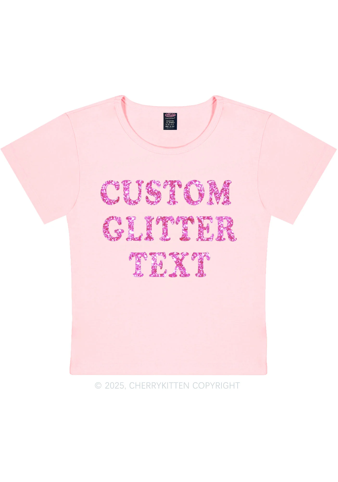 Custom Text Glitter Y2K Baby Tee Cherrykitten - Image 12