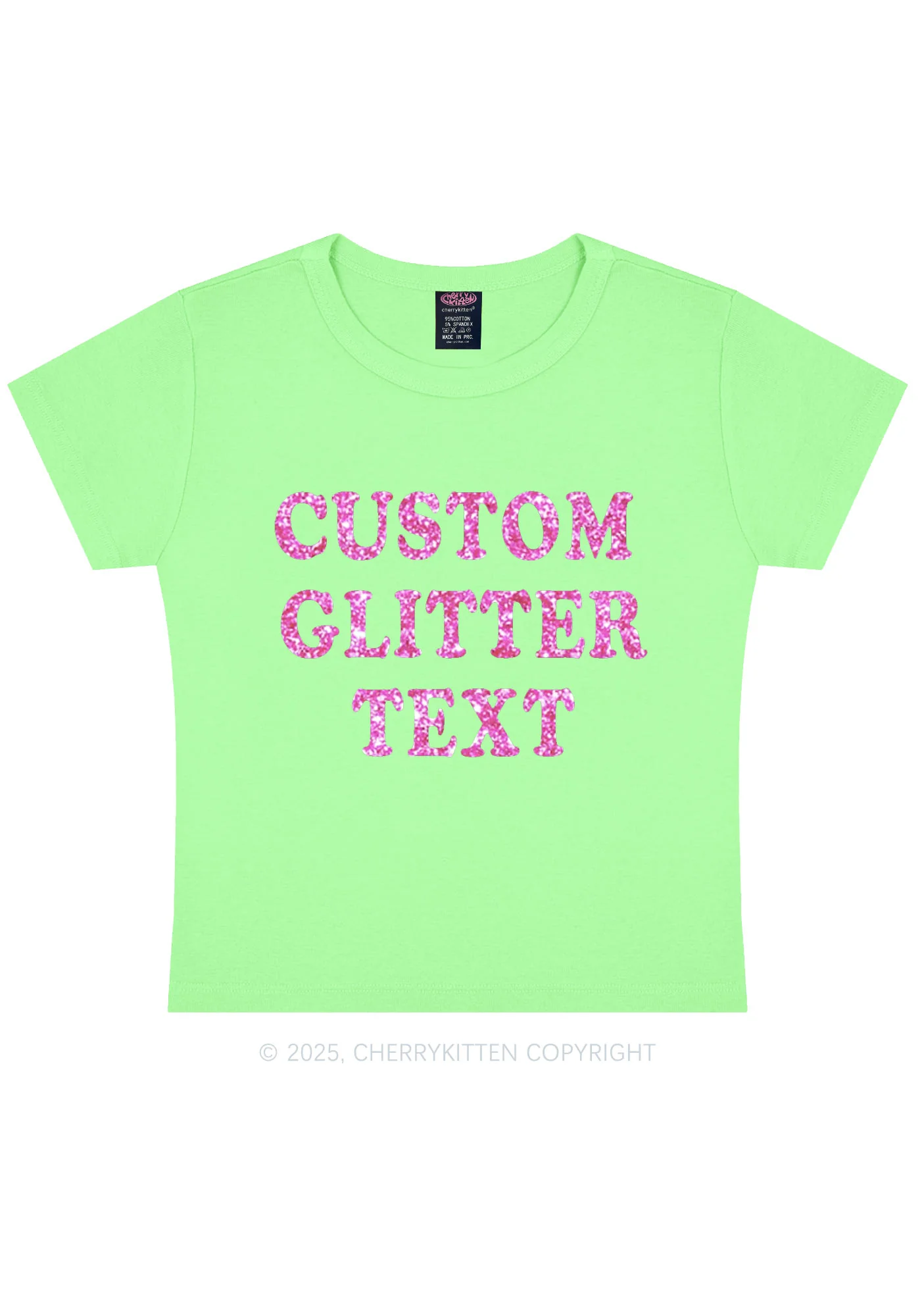 Custom Text Glitter Y2K Baby Tee Cherrykitten - Image 13