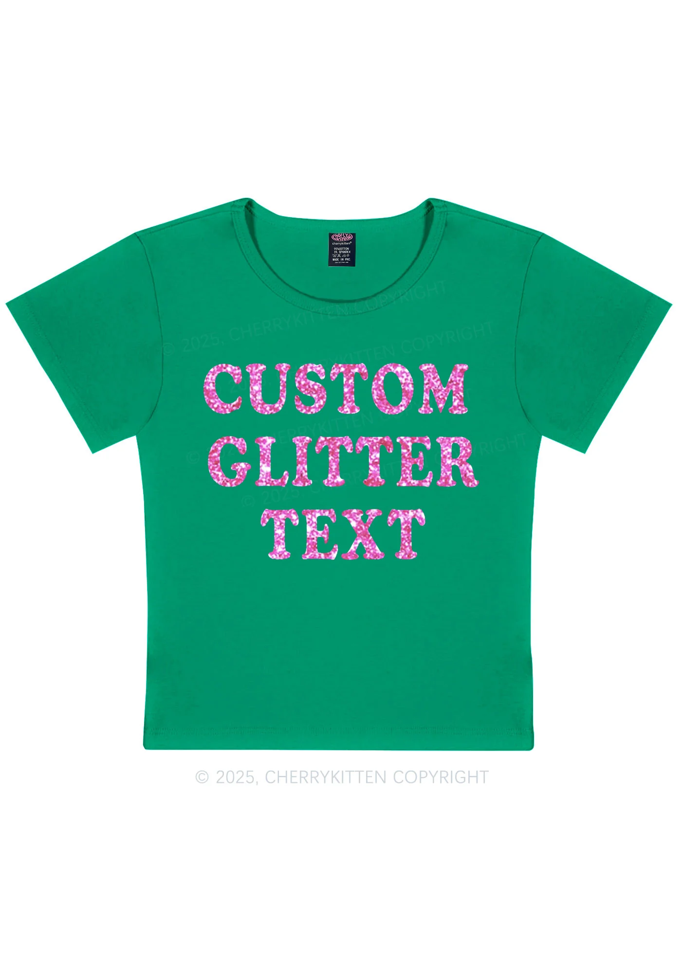 Custom Text Glitter Y2K Baby Tee Cherrykitten - Image 14