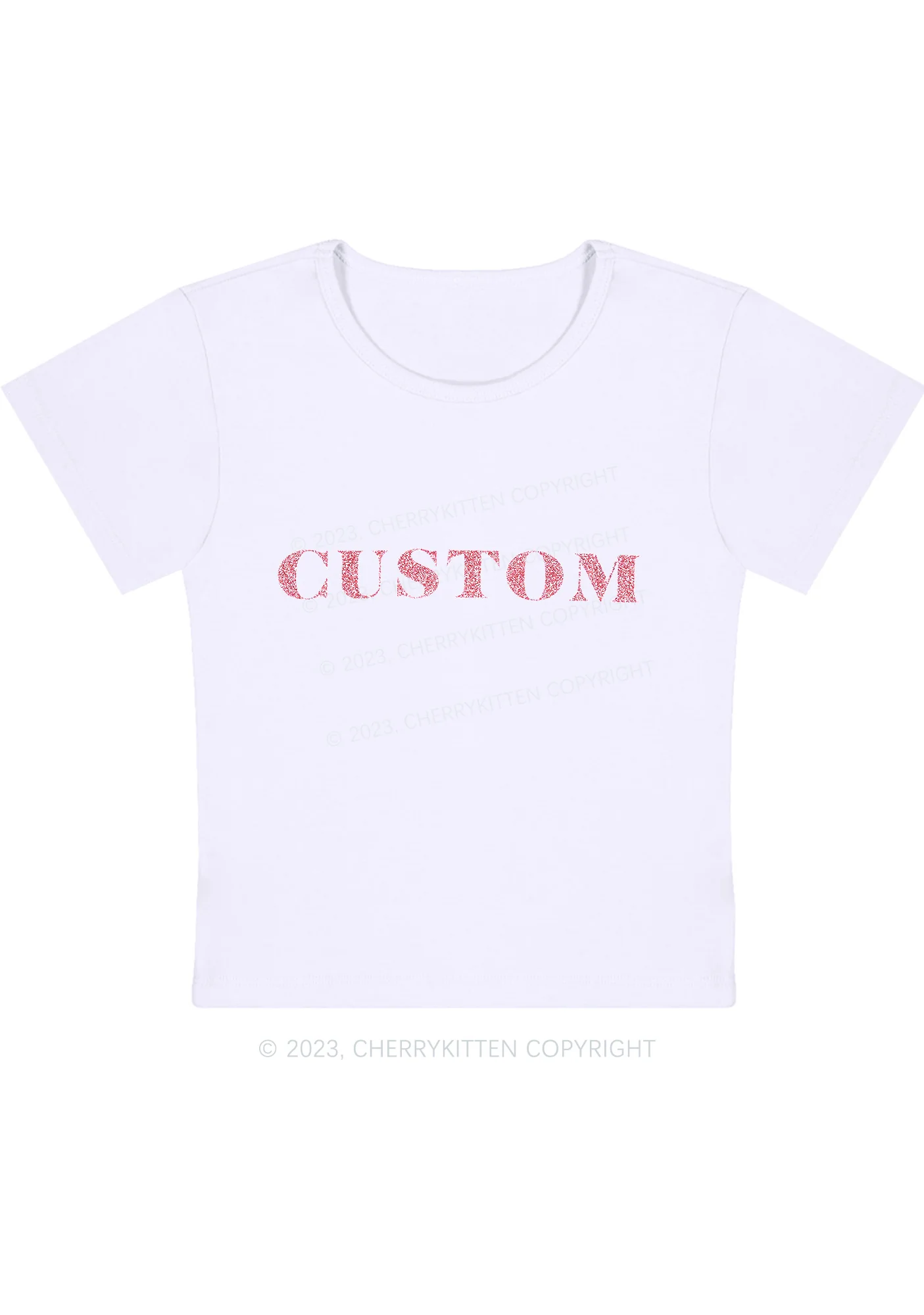 Custom Text Glitter Y2K Baby Tee Cherrykitten - Image 5