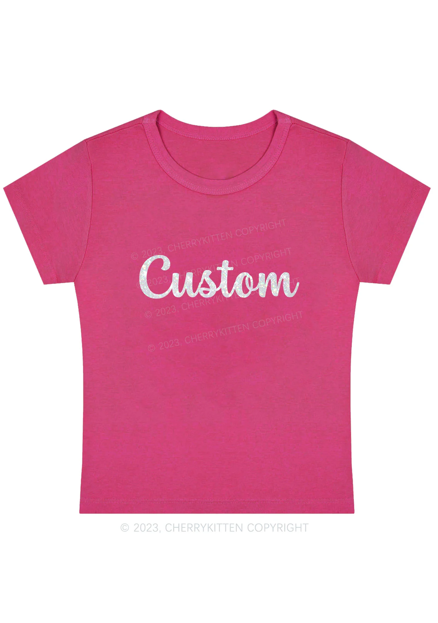 Custom Text Glitter Y2K Baby Tee Cherrykitten - Image 6