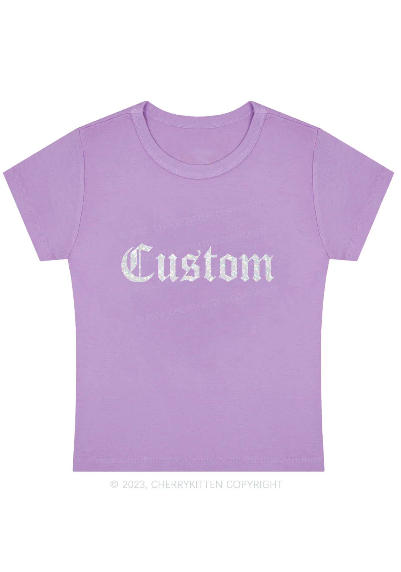 Custom Text Glitter Y2K Baby Tee Cherrykitten - Image 7