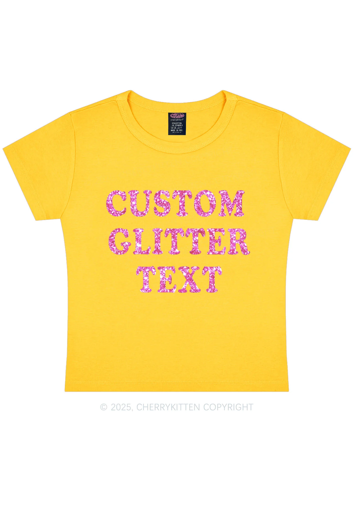 Custom Text Glitter Y2K Baby Tee Cherrykitten - Image 8