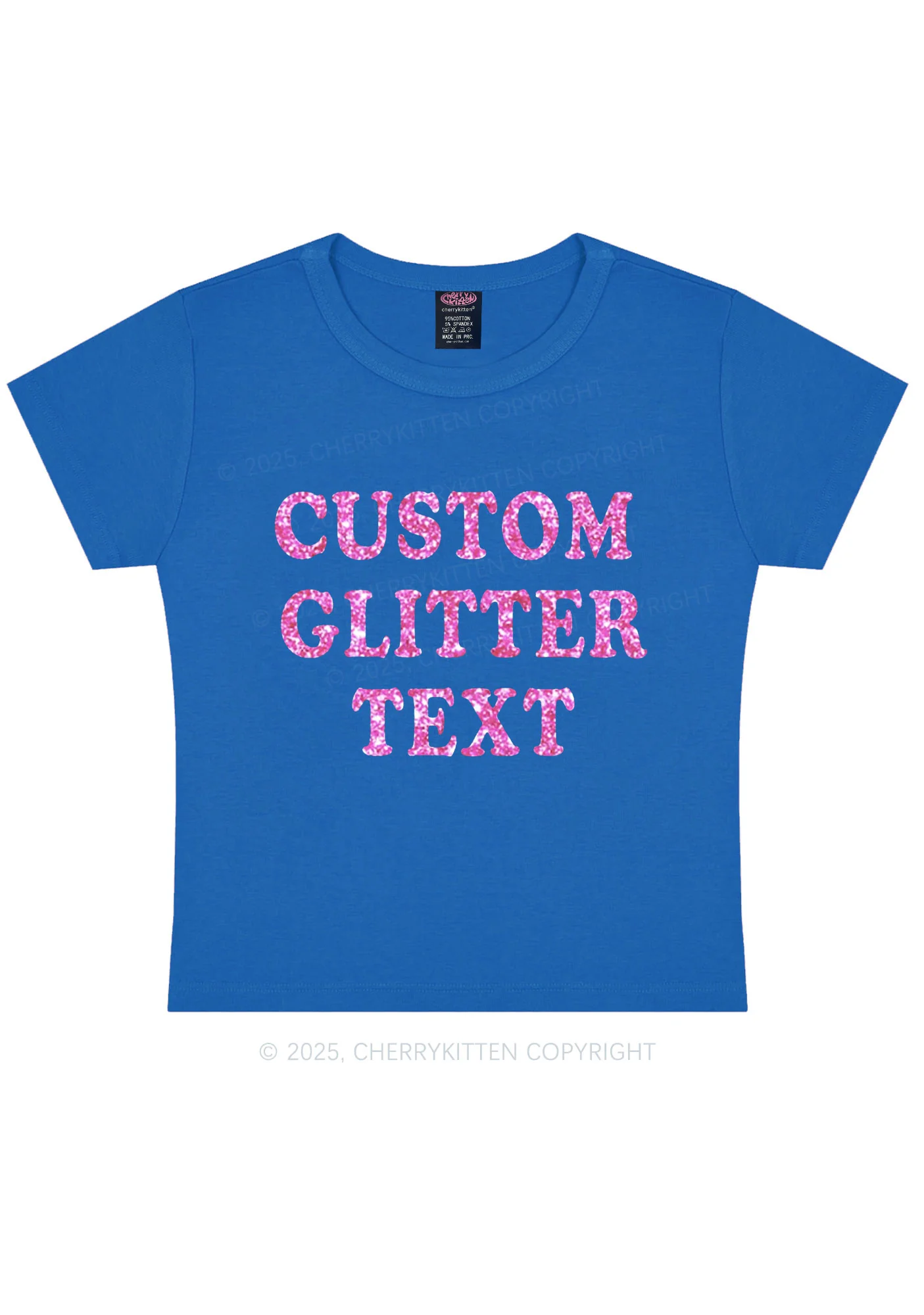 Custom Text Glitter Y2K Baby Tee Cherrykitten - Image 9