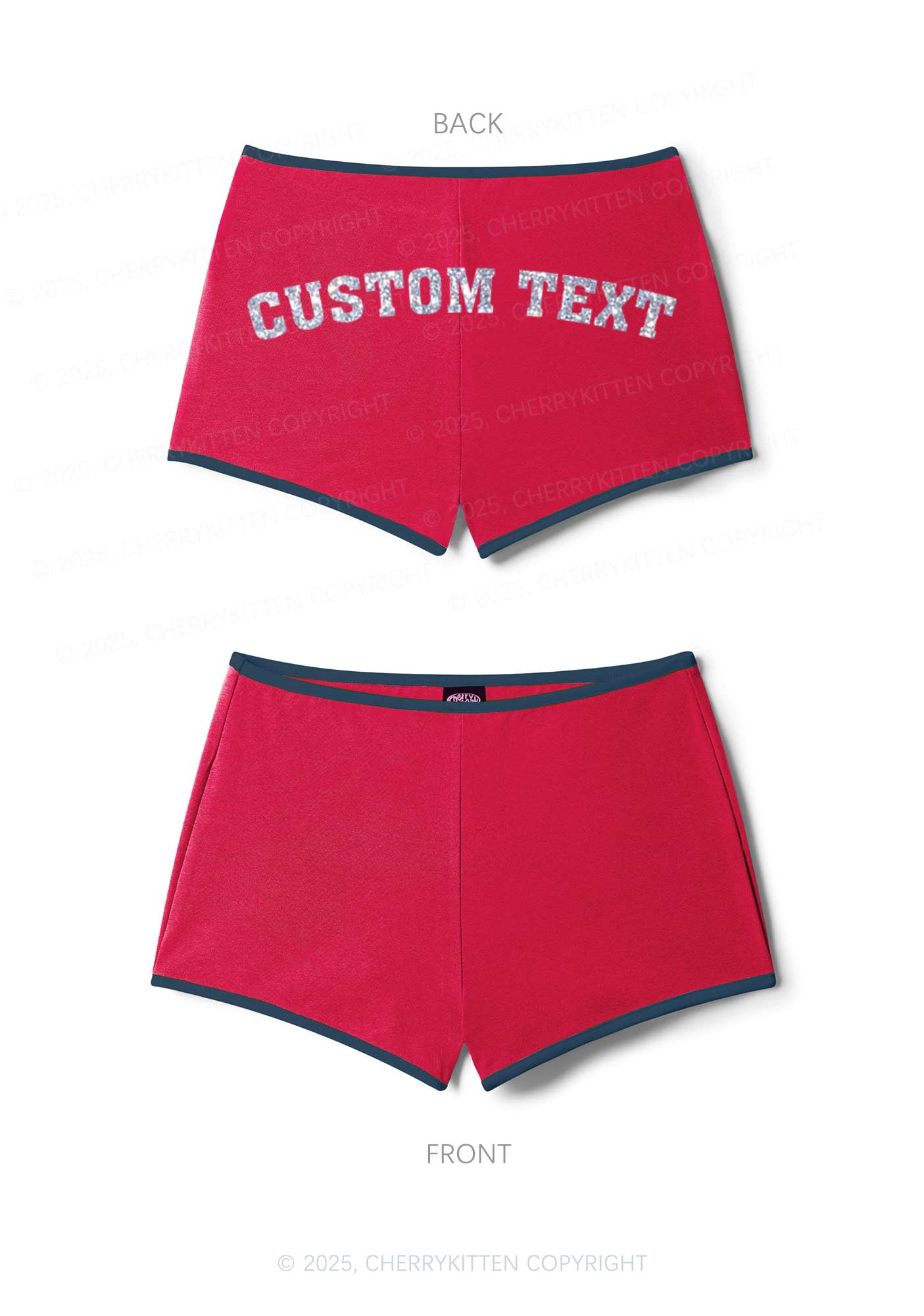 Custom Text Glitter Y2K Booty Shorts Cherrykitten - Image 7