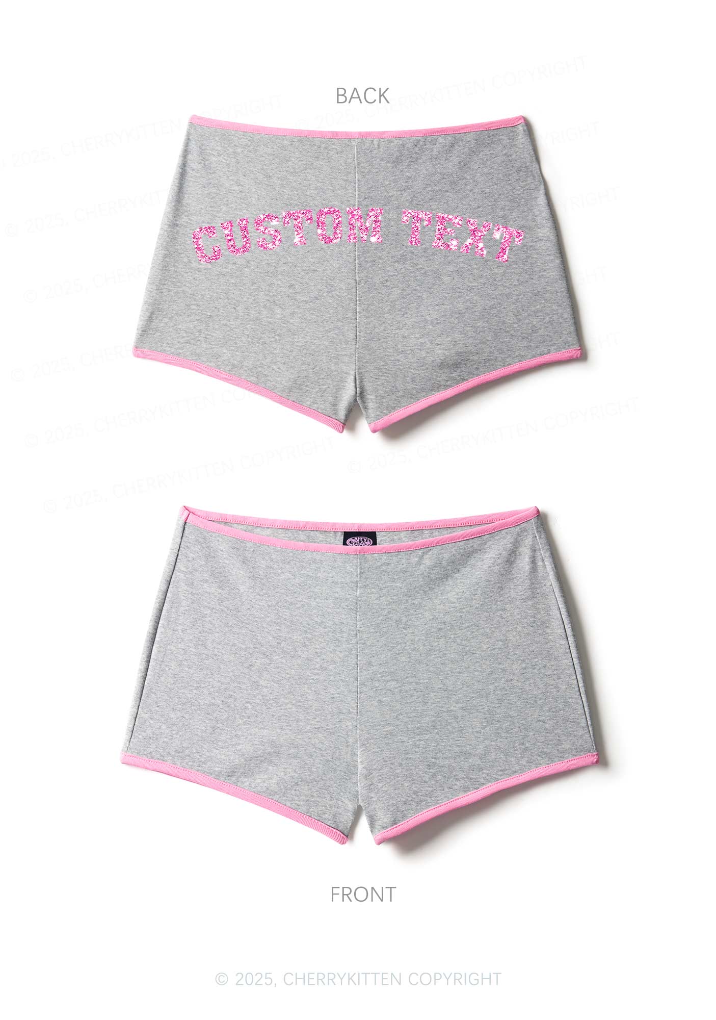 Custom Text Glitter Y2K Booty Shorts Cherrykitten - Image 9