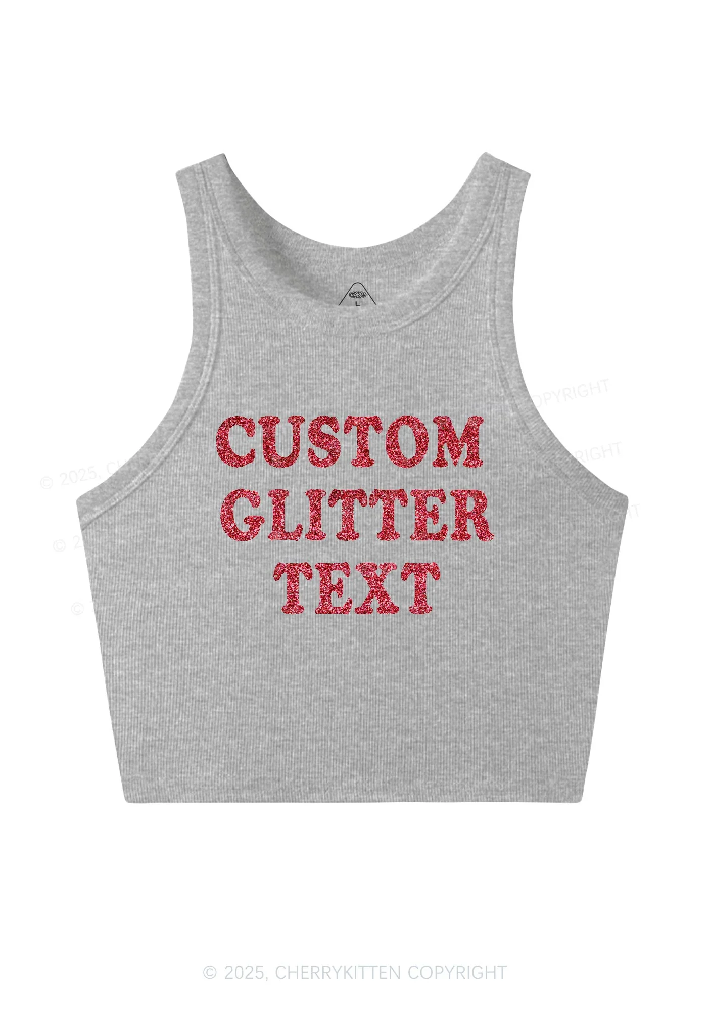 Custom Text Glitter Y2K Crop Tank Top Cherrykitten - Image 10