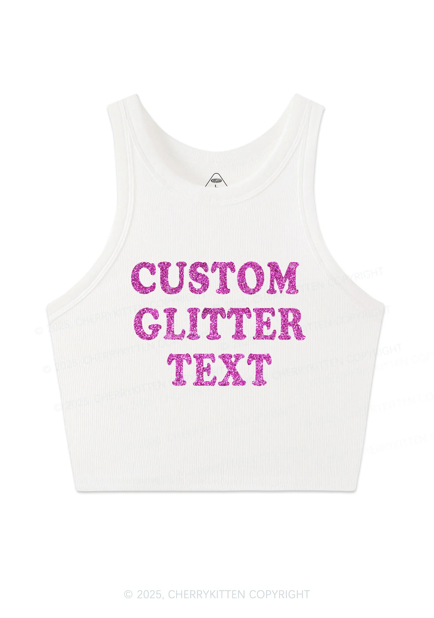 Custom Text Glitter Y2K Crop Tank Top Cherrykitten - Image 6