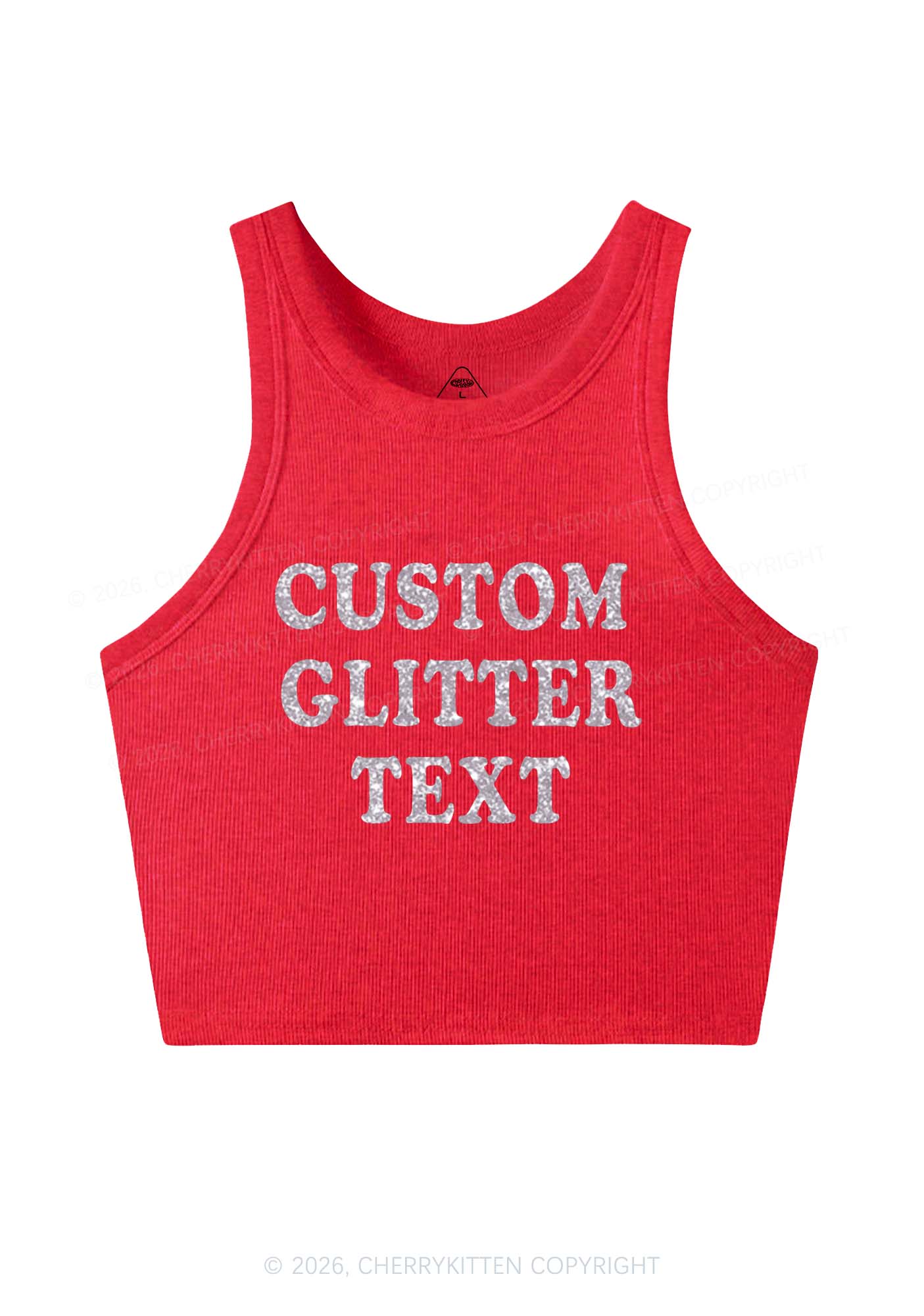 Custom Text Glitter Y2K Crop Tank Top Cherrykitten - Image 7