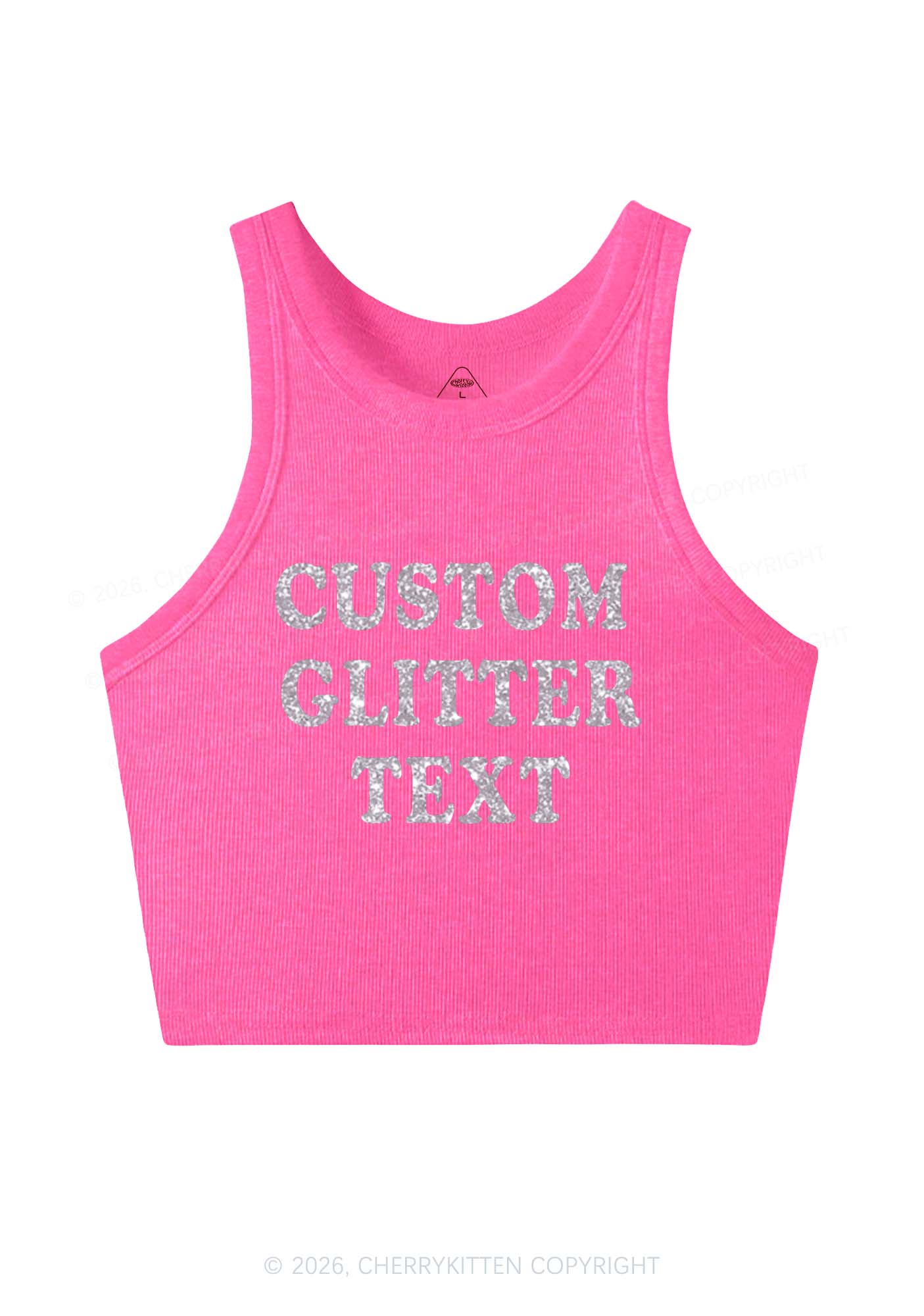 Custom Text Glitter Y2K Crop Tank Top Cherrykitten - Image 8