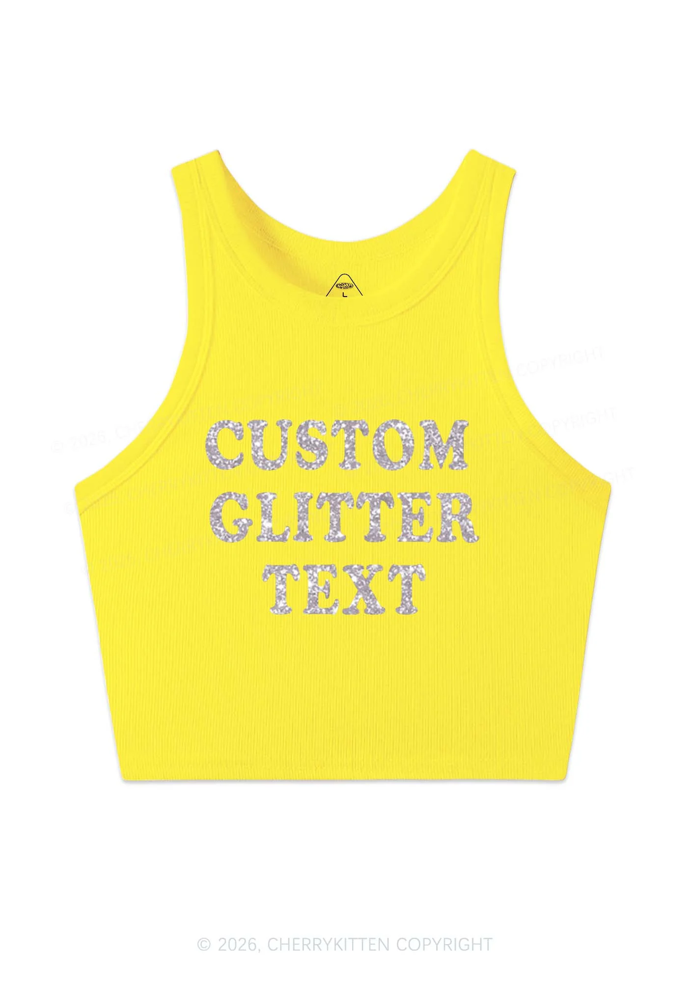 Custom Text Glitter Y2K Crop Tank Top Cherrykitten - Image 9