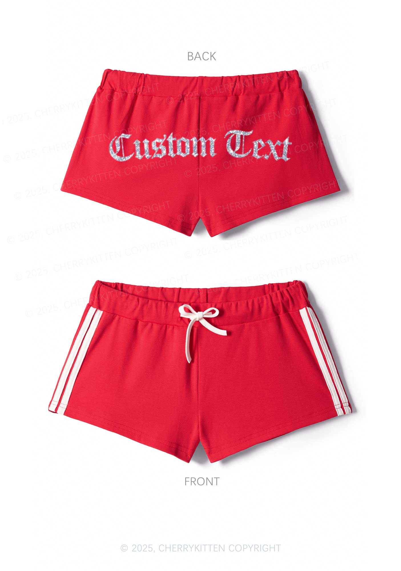 Custom Text Glitter Y2K Drawstring Mini Shorts Cherrykitten - Image 8