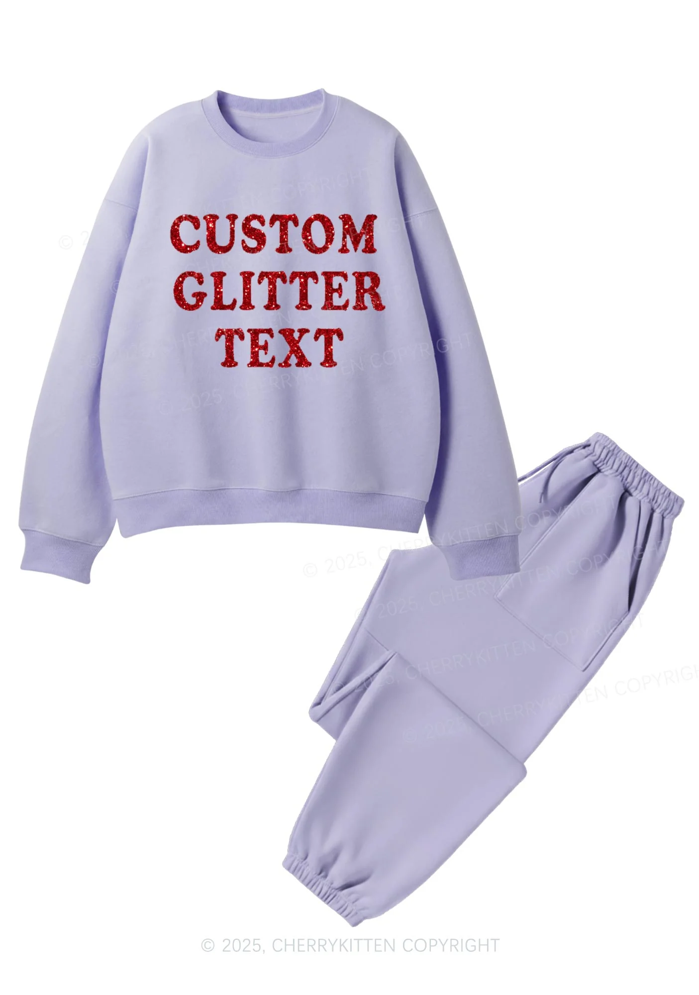 Custom Text Glitter Y2K Fleece Sweatshirts Set Cherrykitten - Image 7