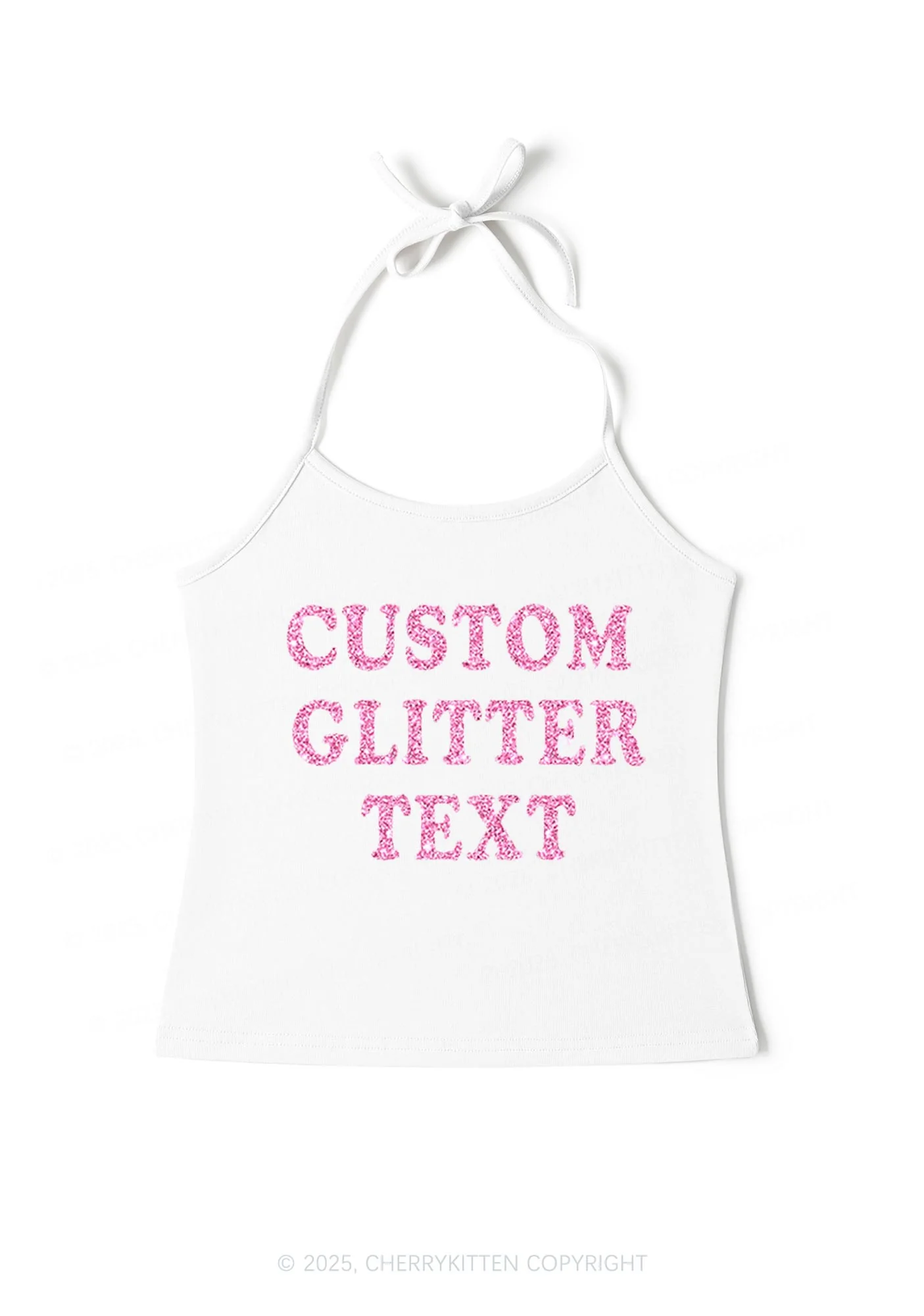 Custom Text Glitter Y2K Halter Neck Cami Cherrykitten - Image 5